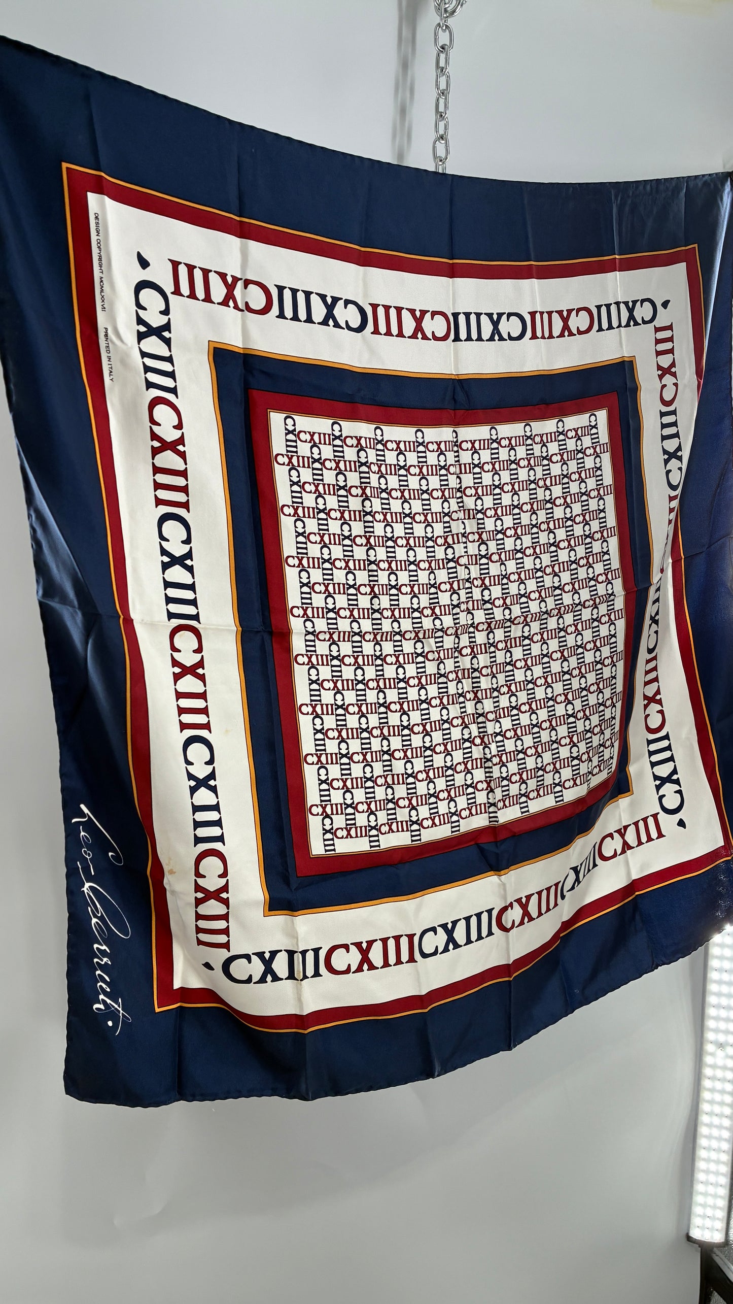 Vintage LEO BERRCETI CXII 100% Silk Scarf Made in Italy