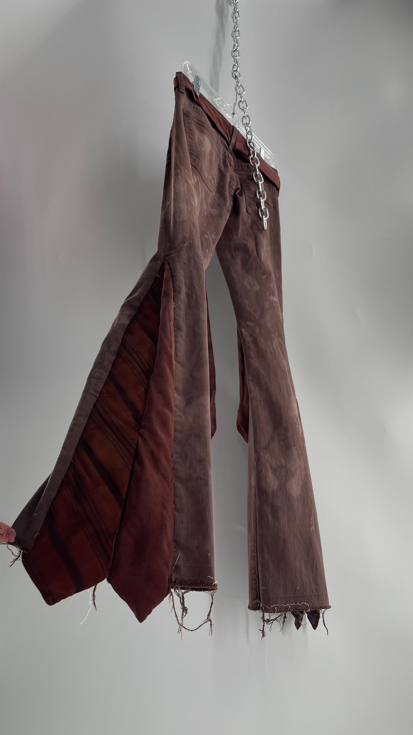 Custom Brown Tie Side Bell Bottom Kick Flare Pants (27)