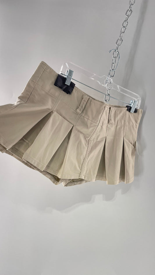 Free People Off White Pleated Vegan Leather Ultra Mini Skirt (12)