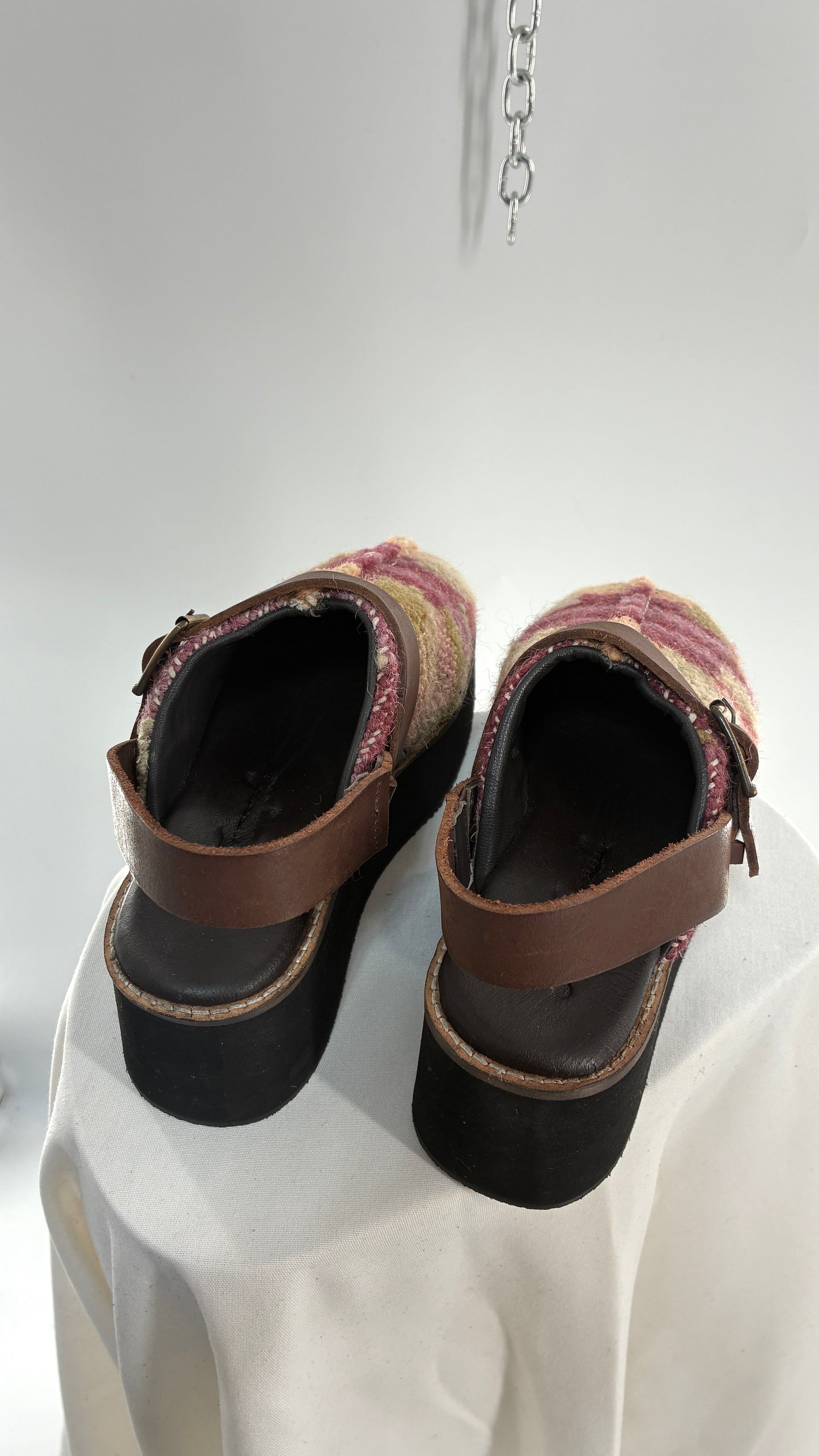 FREE PEOPLE Astrid Platform Mules Multicolor with Leather Straps  (7.5)