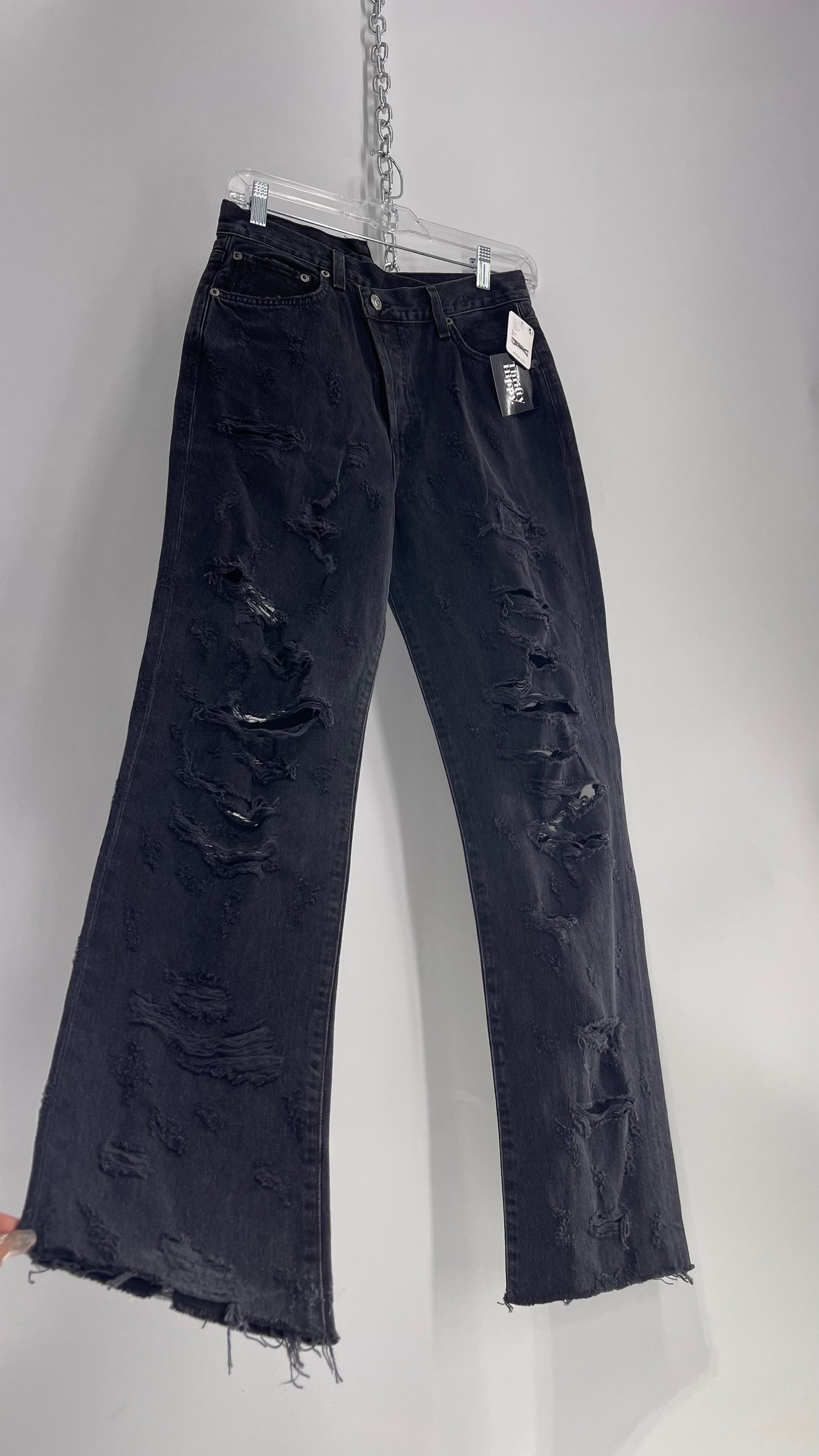 AGOLDE X Free People Grey/Black Distressed Jeans with Tags Attached (27)