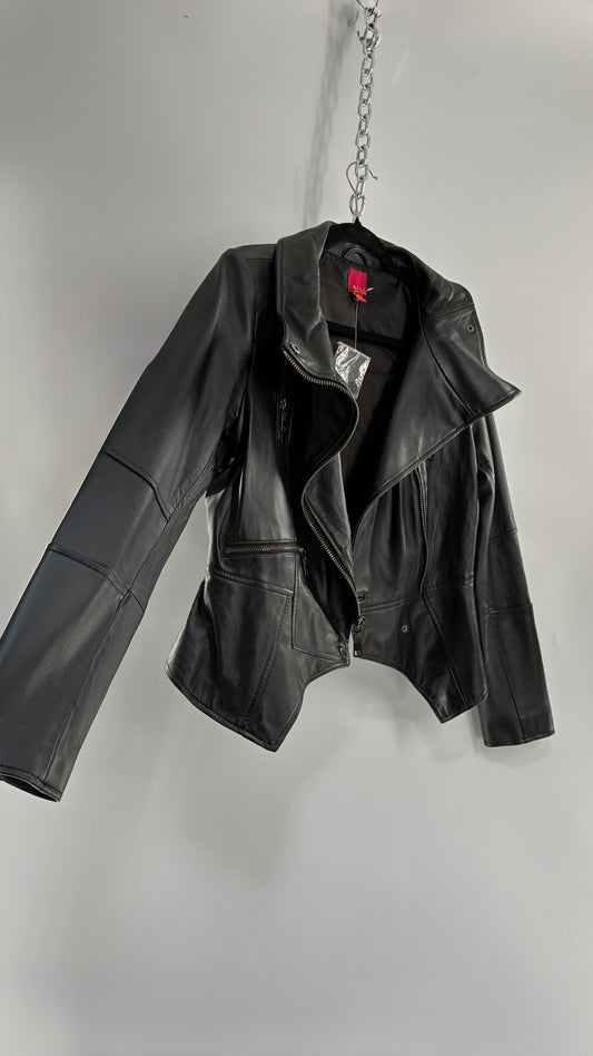 Deadstock Vintage GET IT LOVE IT Black Genuine Leather Motorcycle Style Jacket (10)