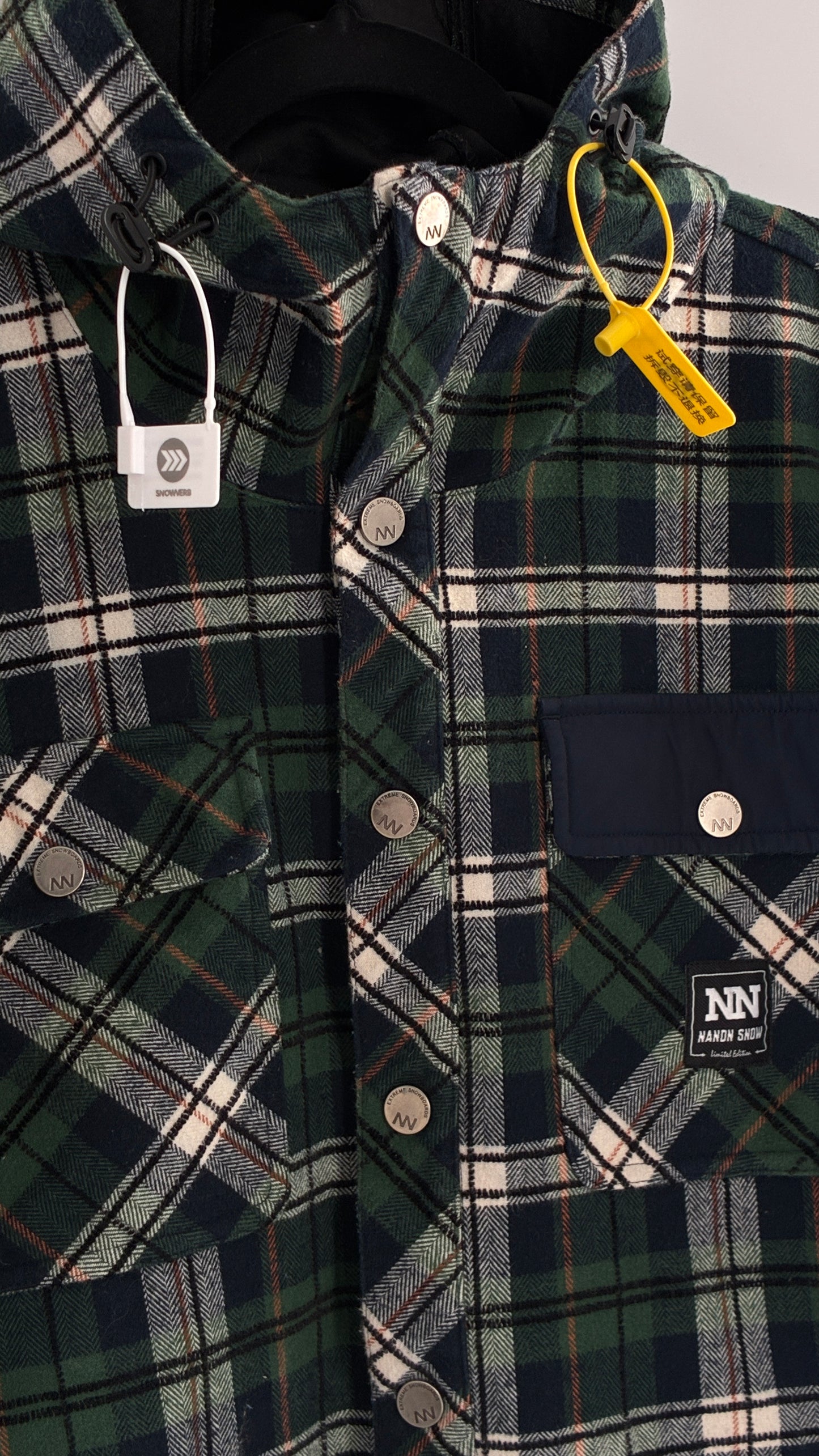KOREAN Nandn Snow Men’s Snowboarding Flannel Hooded Jacket (Medium)