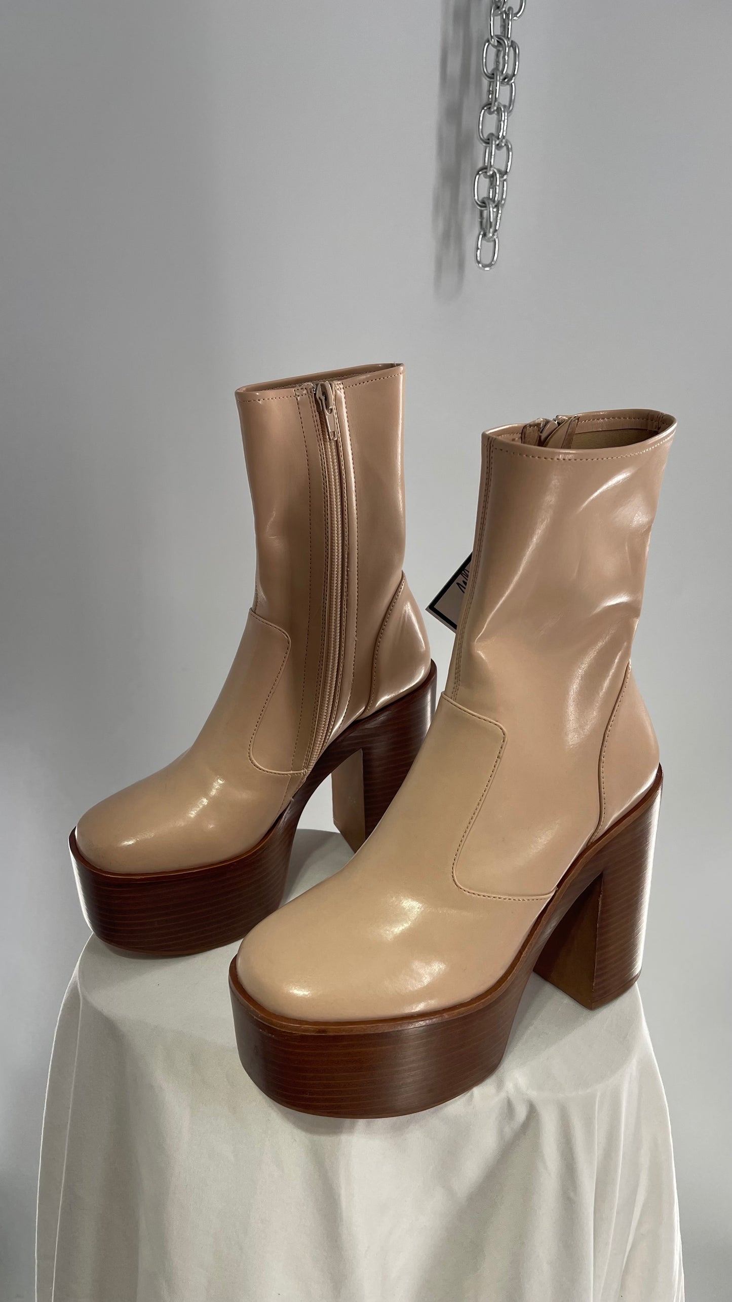 Jeffrey Campbell Mexique Beige Boot with Platform And Chunky Wooden Heel (6)