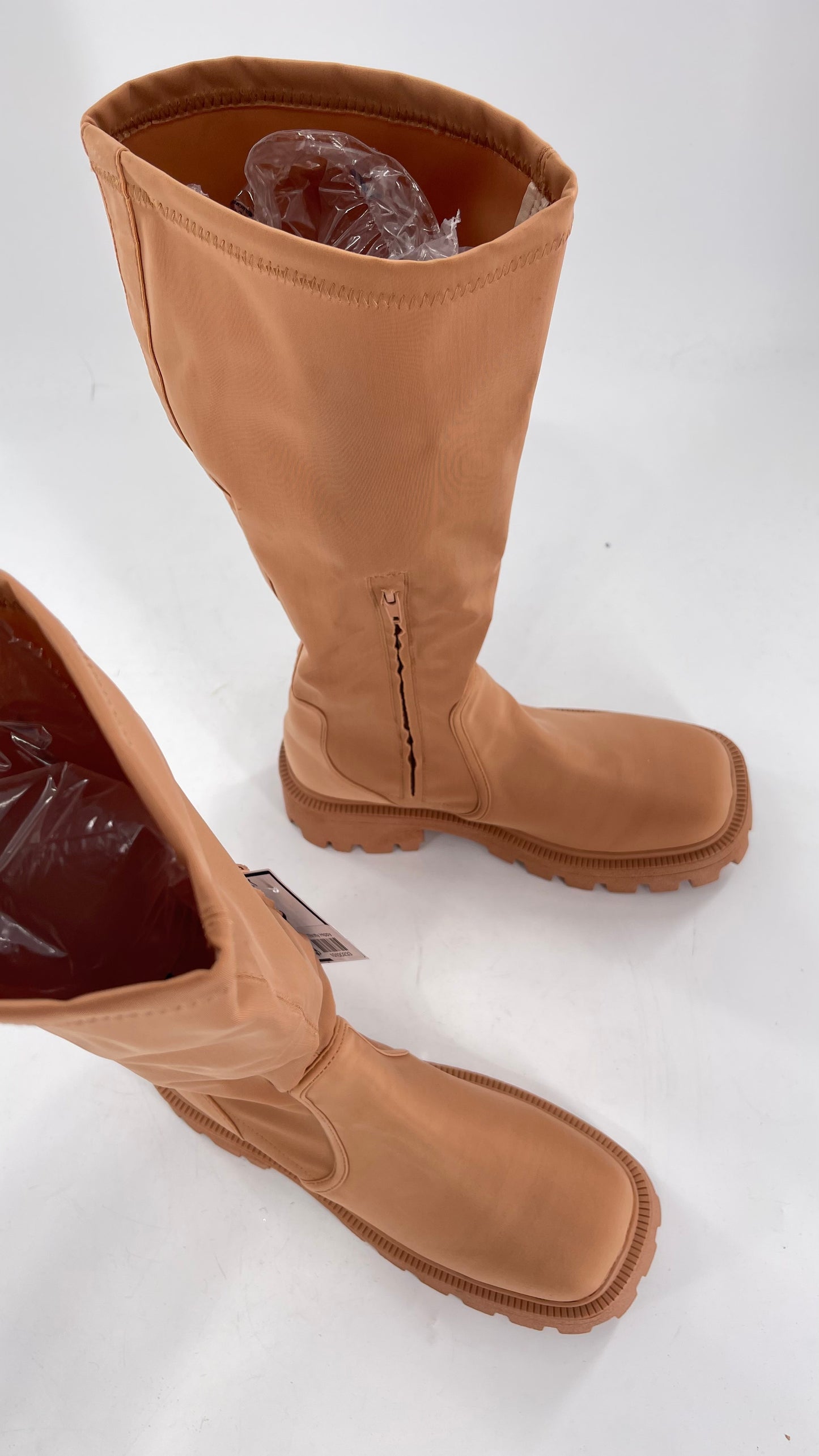 Urban Outfitters Tan Knee High Square Toe Sock Boot (8)
