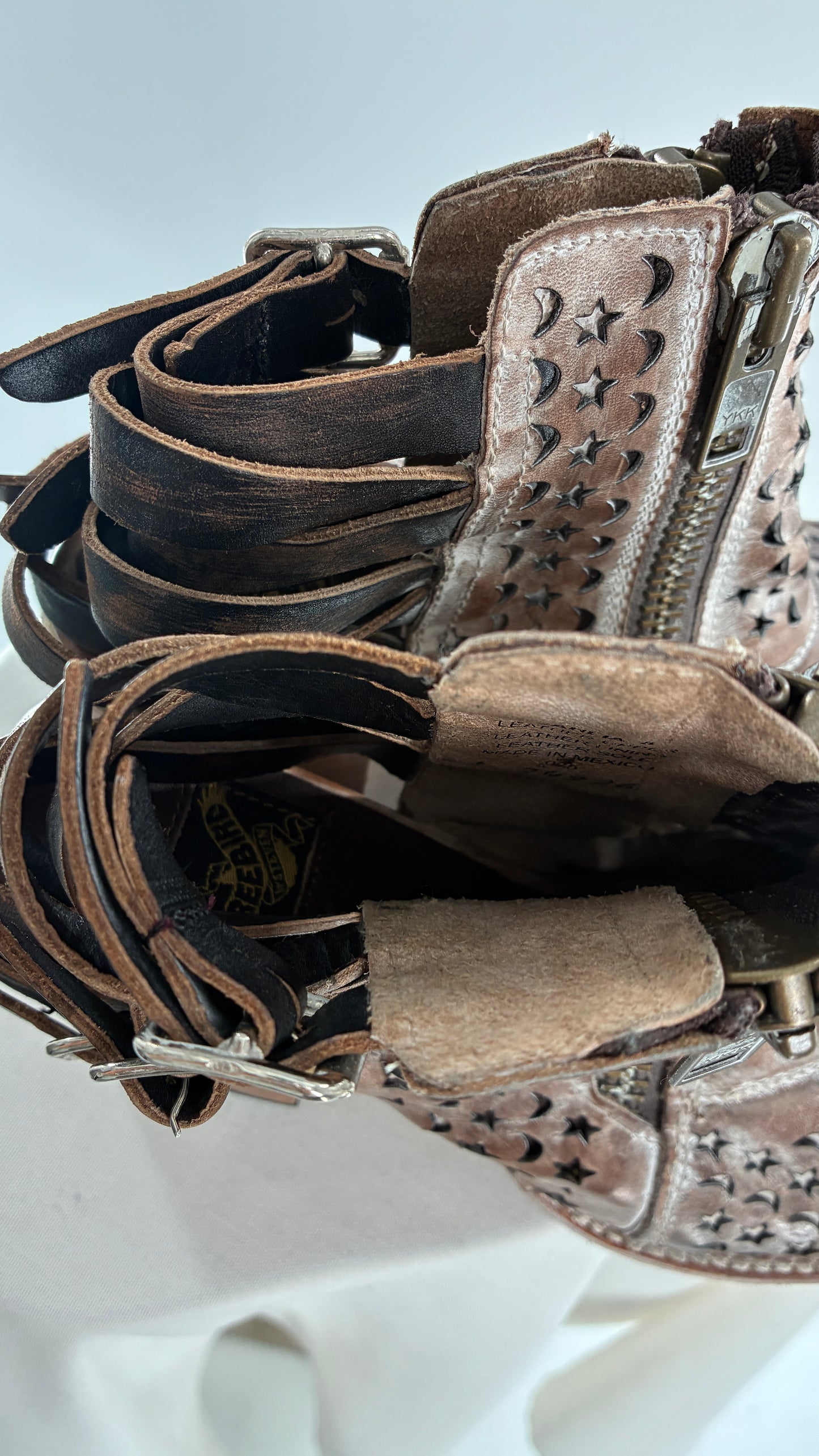 RARE FREEBIRD DAHLIA Star and Moon Booties with Exaggerated Buckle Detailing (8)
