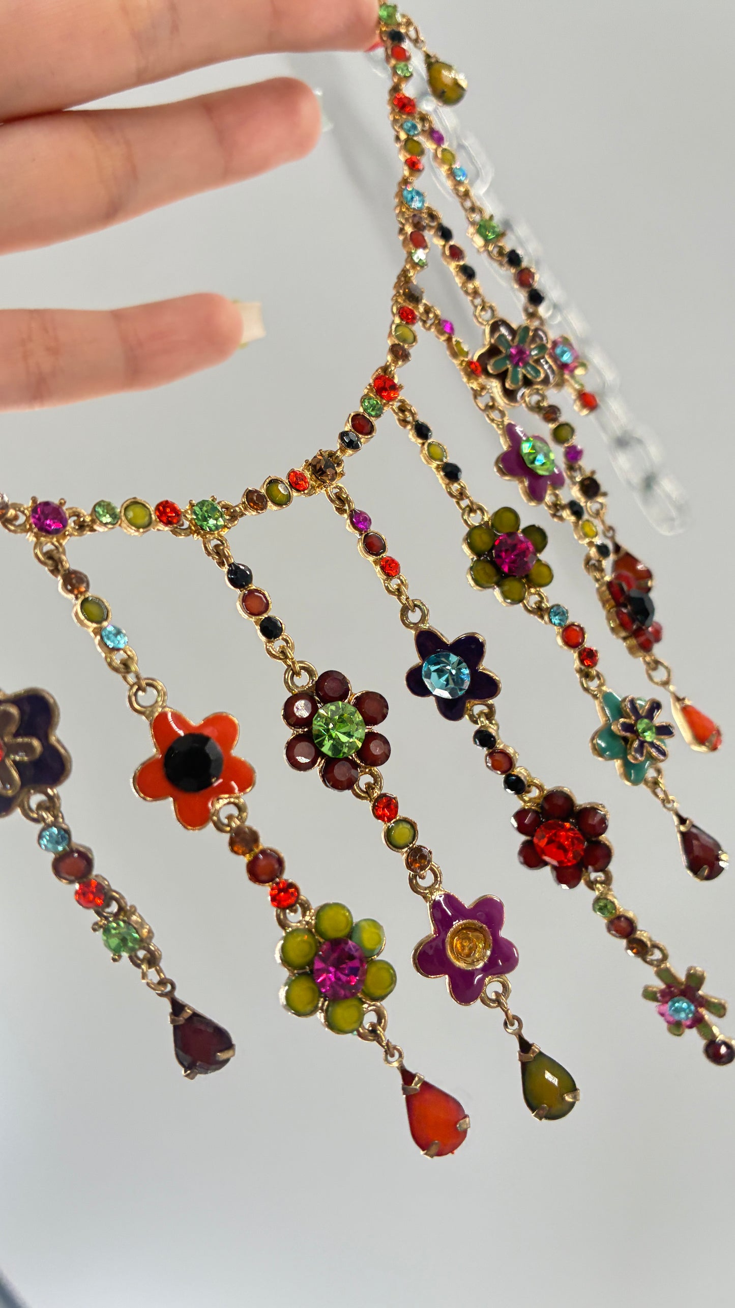 Vintage MICHAEL NEGRIN f Cascading Florals Gemstone Necklace