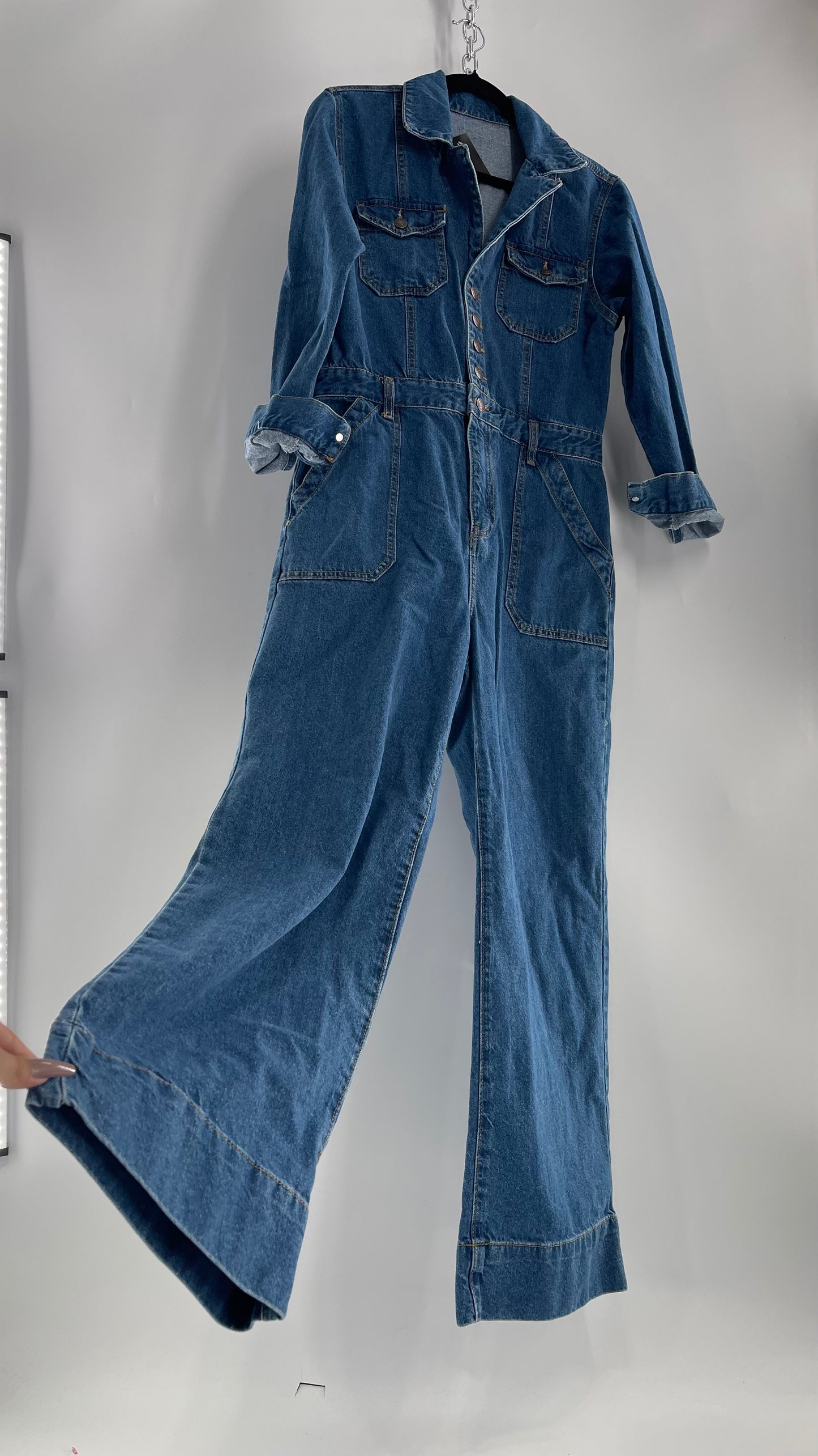 Vintage Medium Wash Jean/Denim Jumpsuit Boiler Suit (Small)