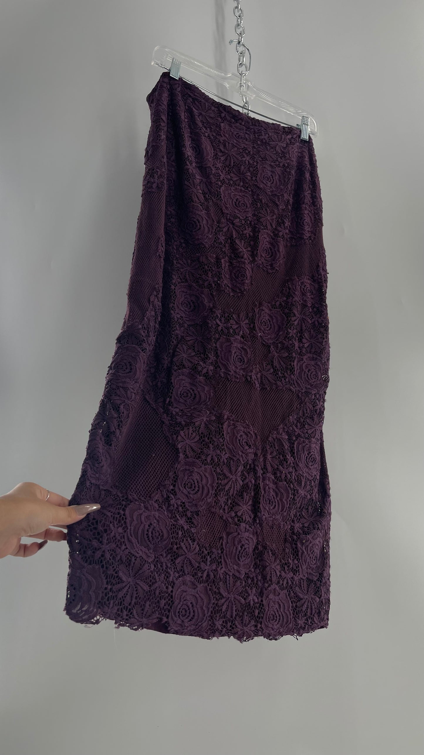 Free People Plum/Purple Lace Mesh Skirt with Tags Attached (Medium)