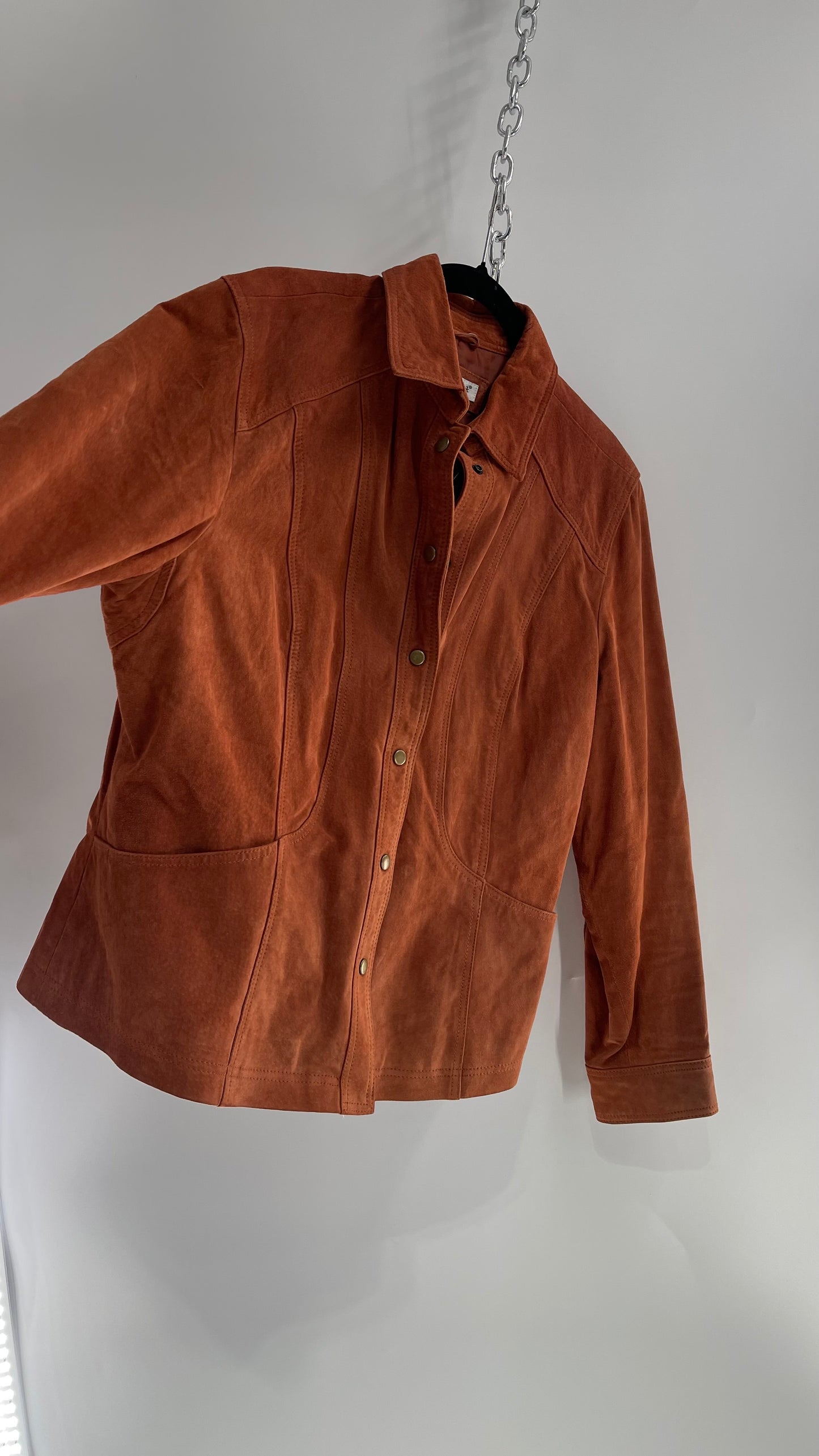 Vintage Burnt Orange Suede Leather Jacket (XL)