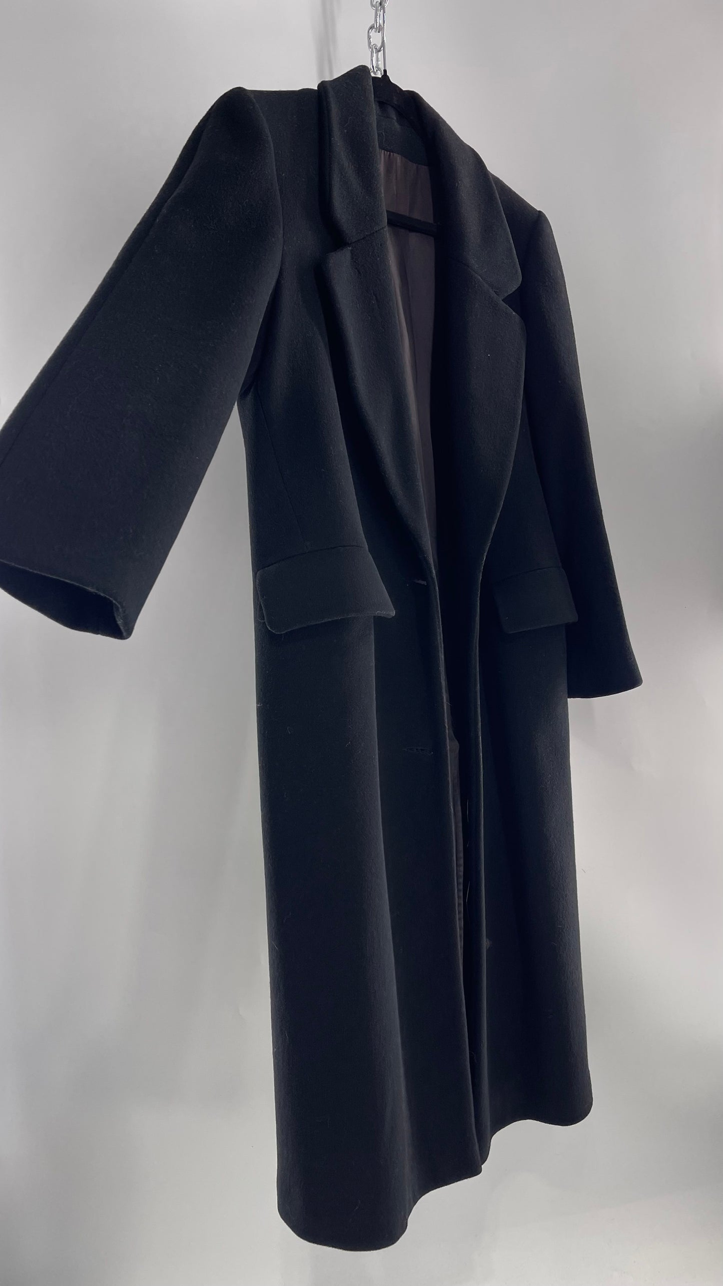 Vintage CENTRAL PARK NY 100% Wool Black Full Length Coat (M/L)