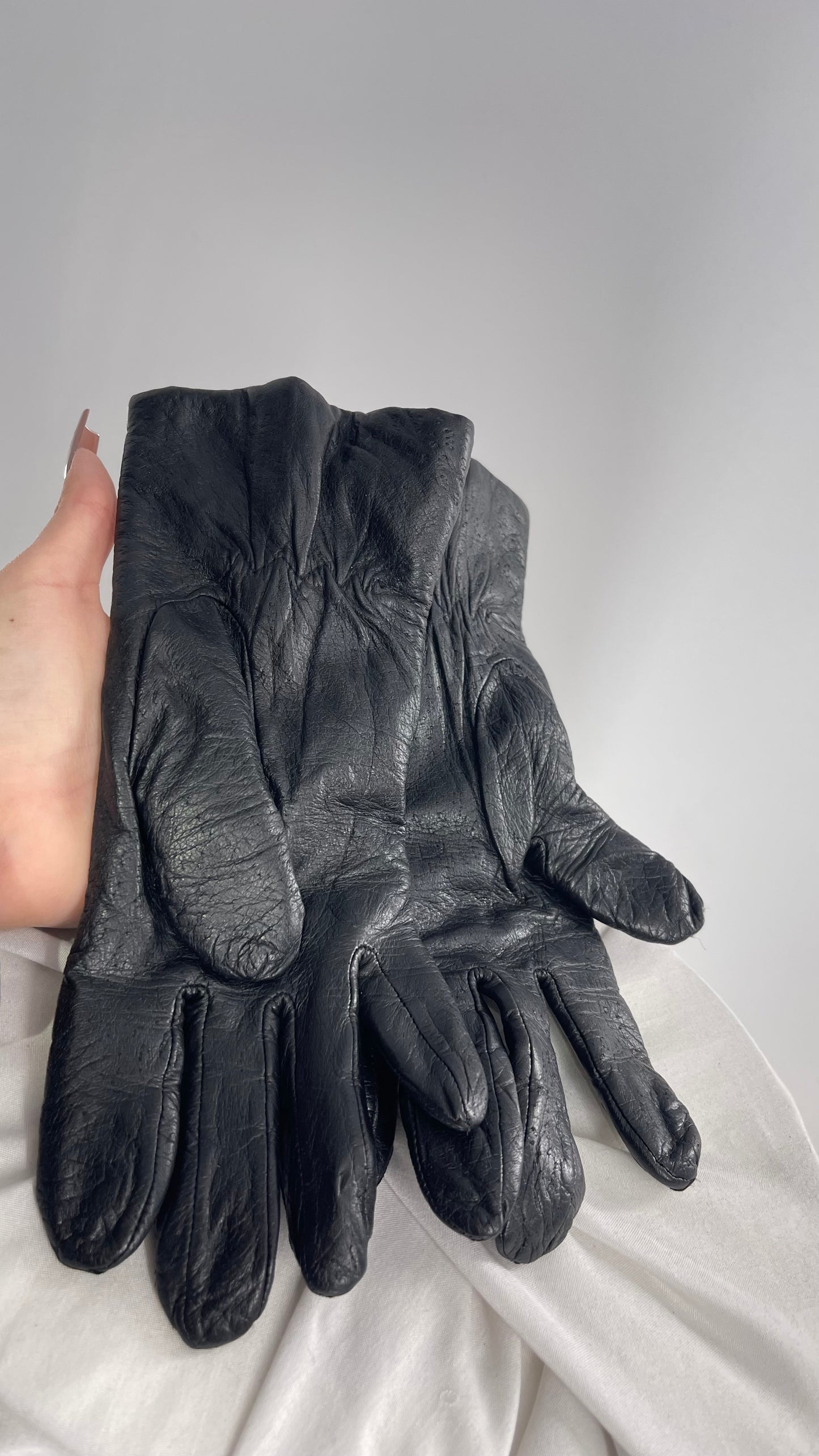 Vintage Black Leather Gloves