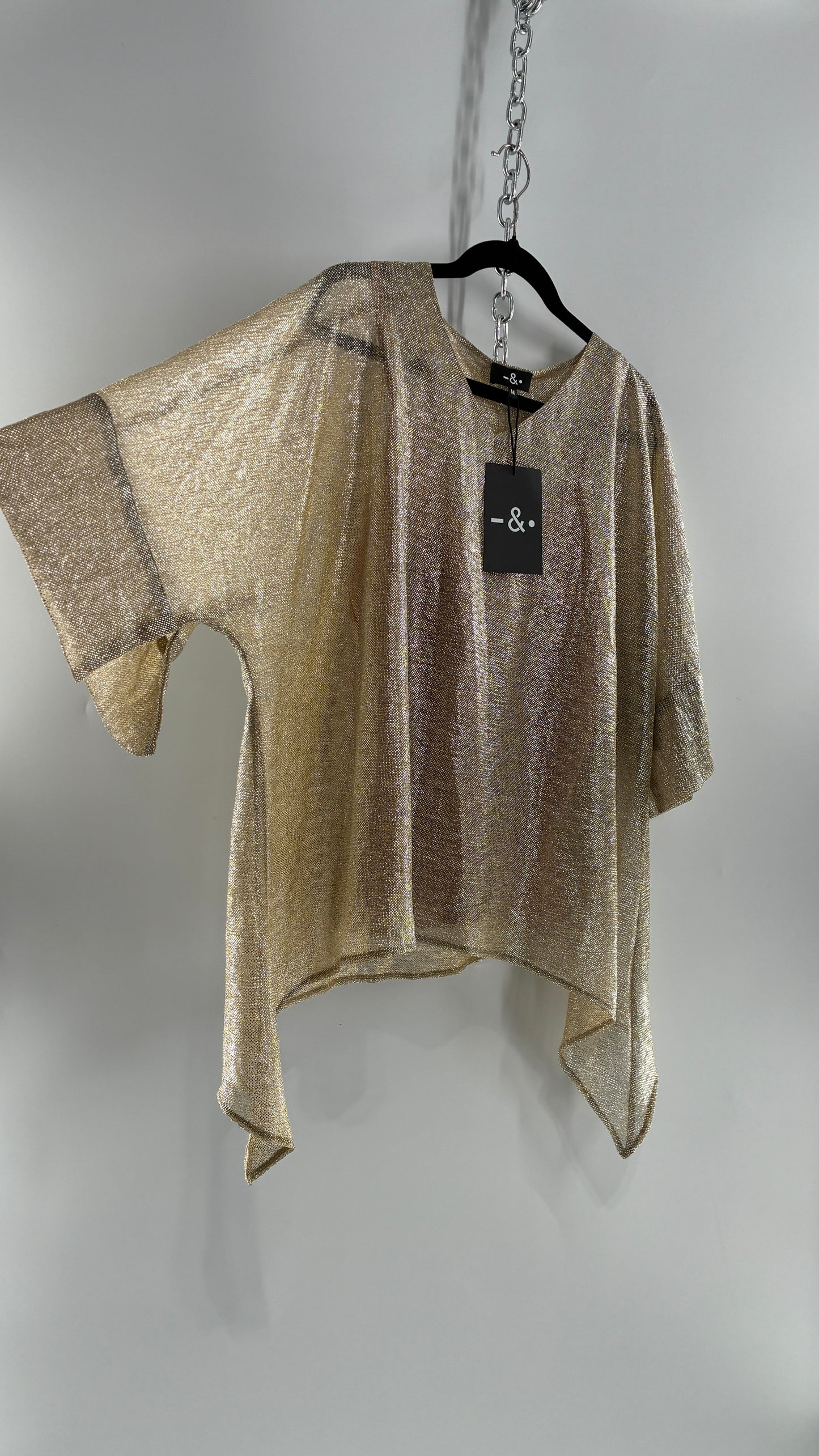 DASH & DOT Gold and Silver Metallic Shimmer Boxy Top with Tags Attached (Medium)