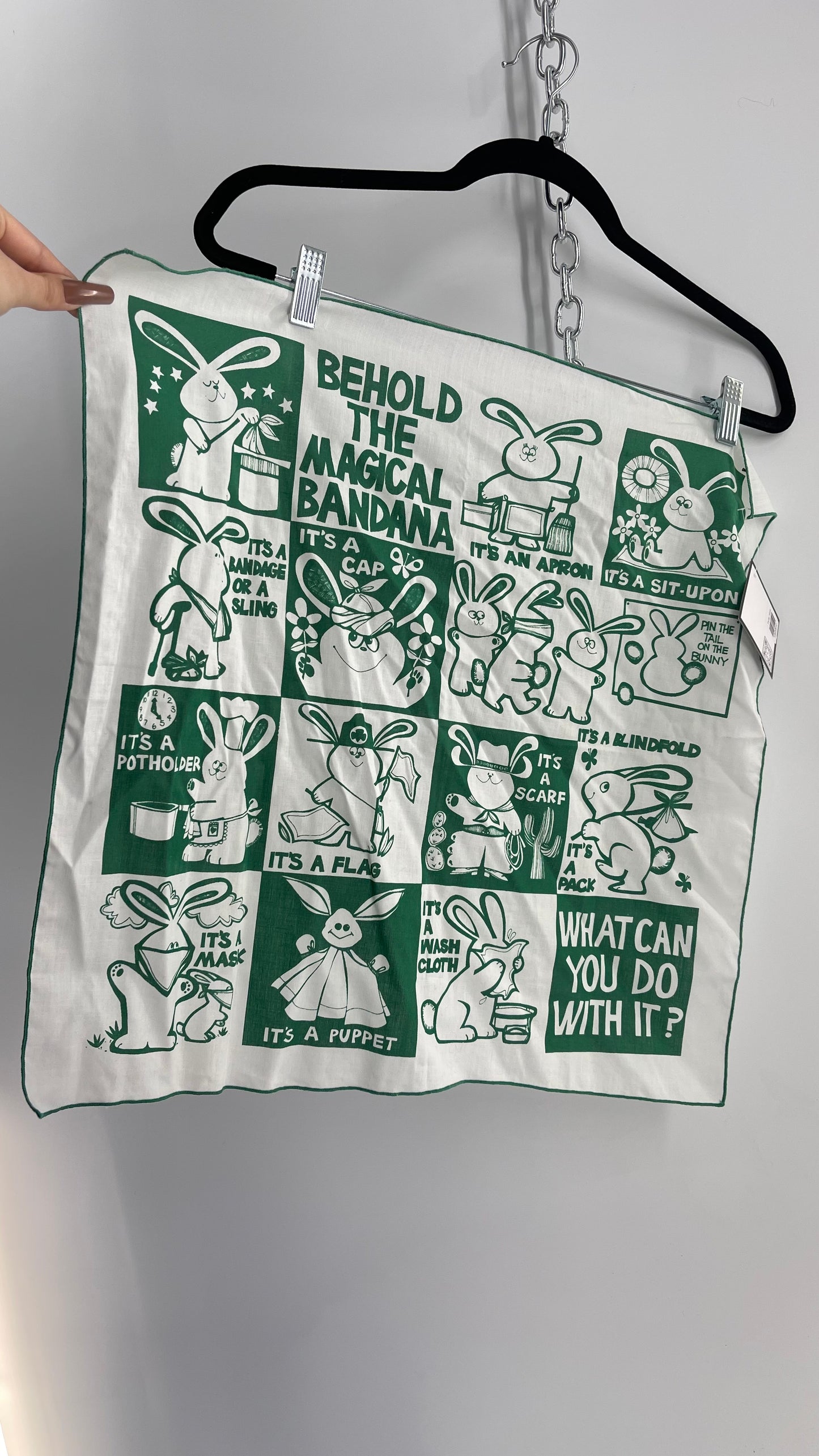 Vintage Rare 1970s Girl Scouts Magical Bandana with Bunny Graphics