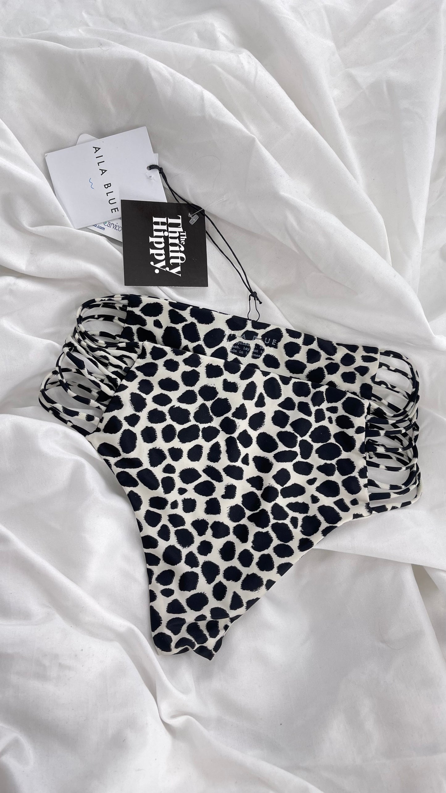 AILA BLUE Animal Print Cheeky Bottoms with Strappy Sides and Tags Attached (Small)