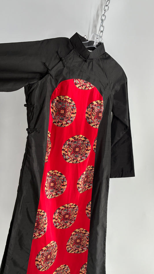 Vintage Qipao INDO-CHIC Black and Red Gown (Large)