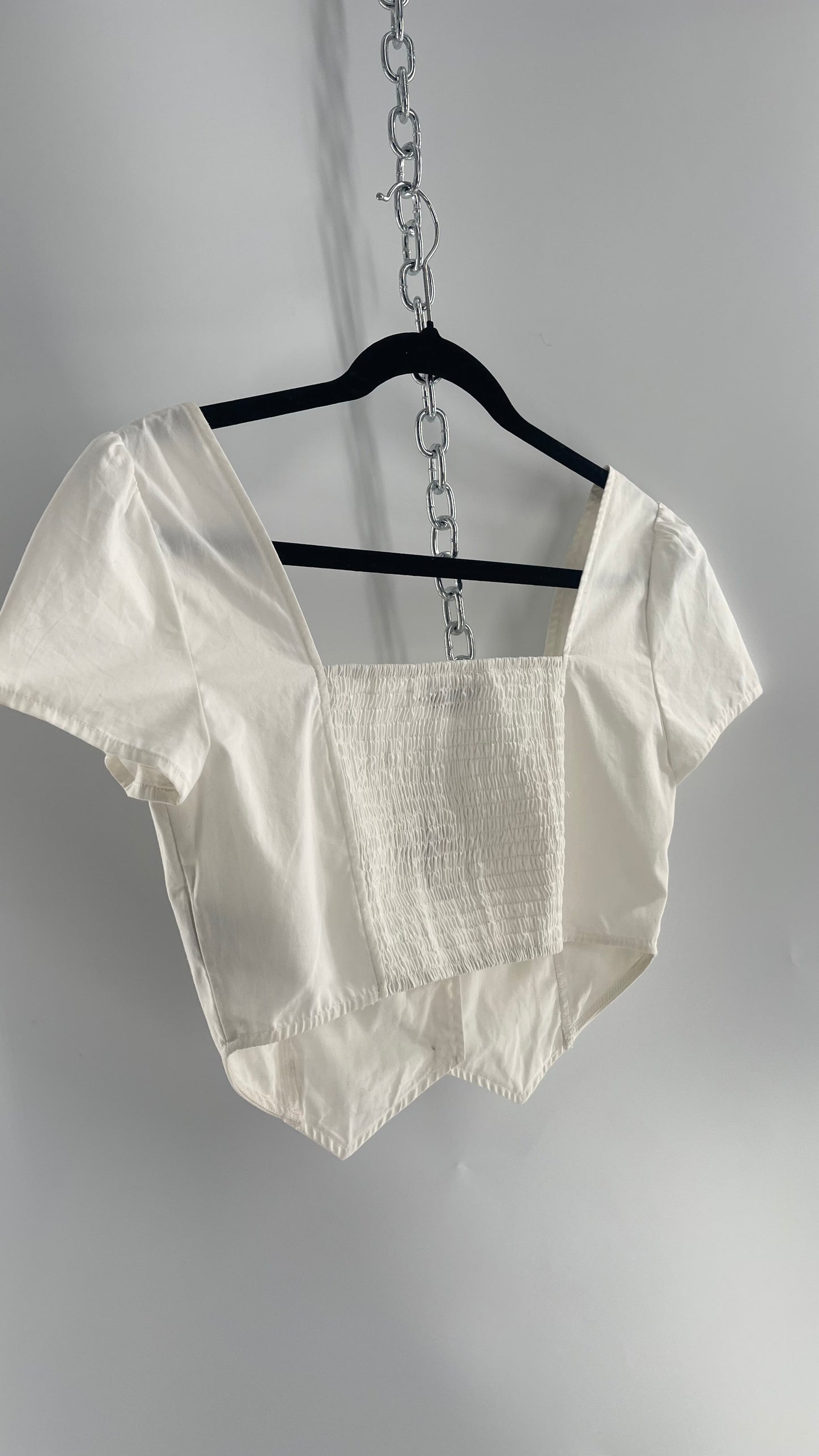 I.AM.GIA White Cropped Vest Top with Bubble Buttons (Small)