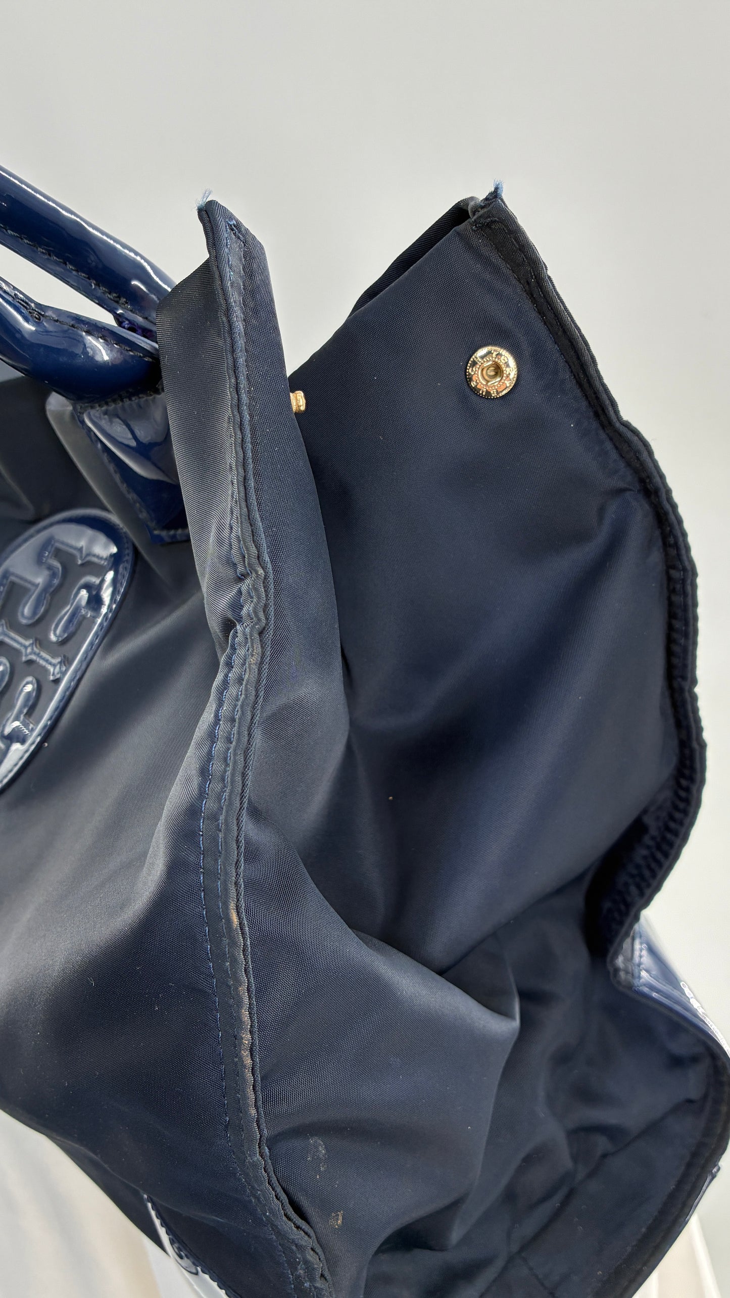 Vintage Tory Burch Navy Blue Ella Tote