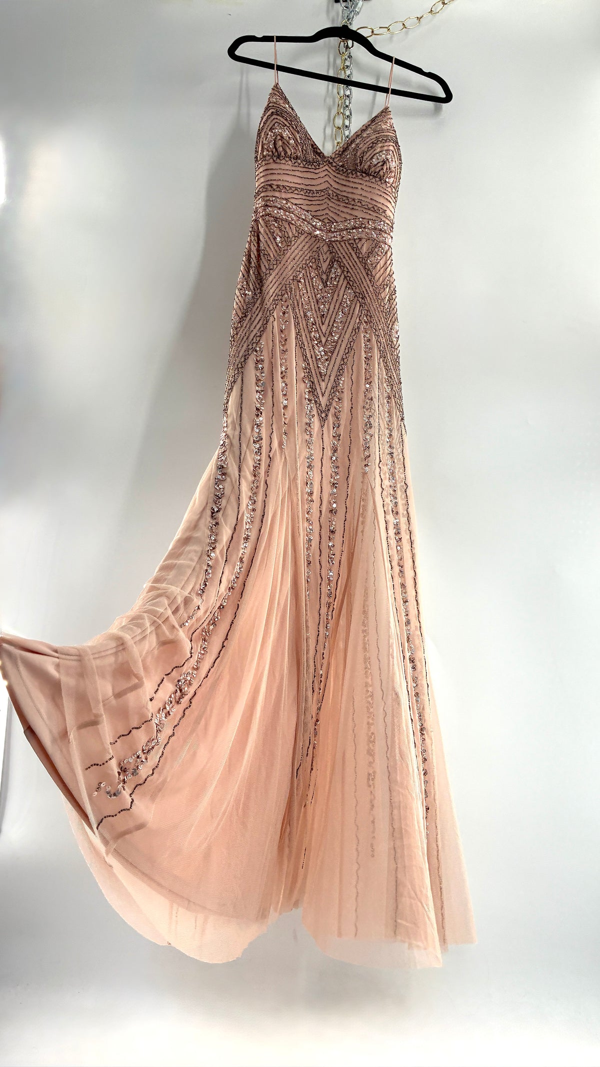 Vintage MARINA Dusty Pink Beaded Gown (2)