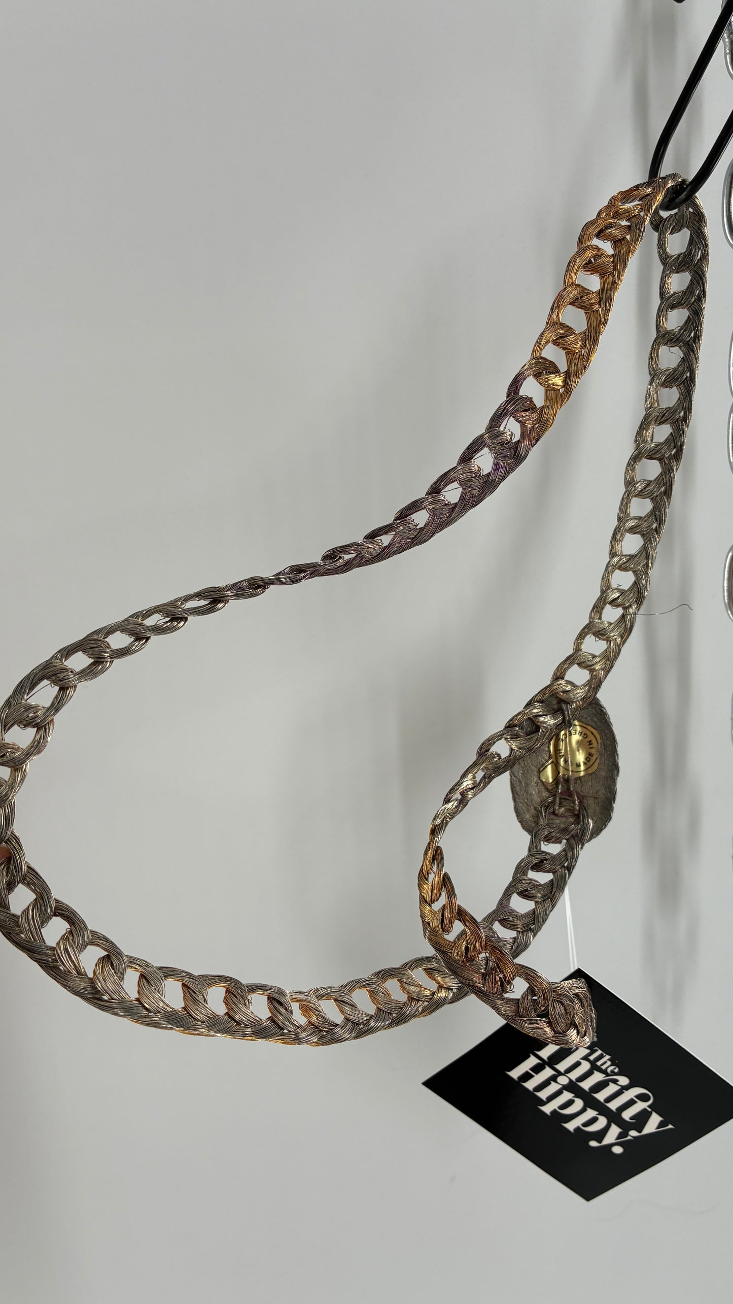 RARE Vintage 1970s Thin Braided Wire, Mixed Metal, Coiled Belt Handmade in Greece