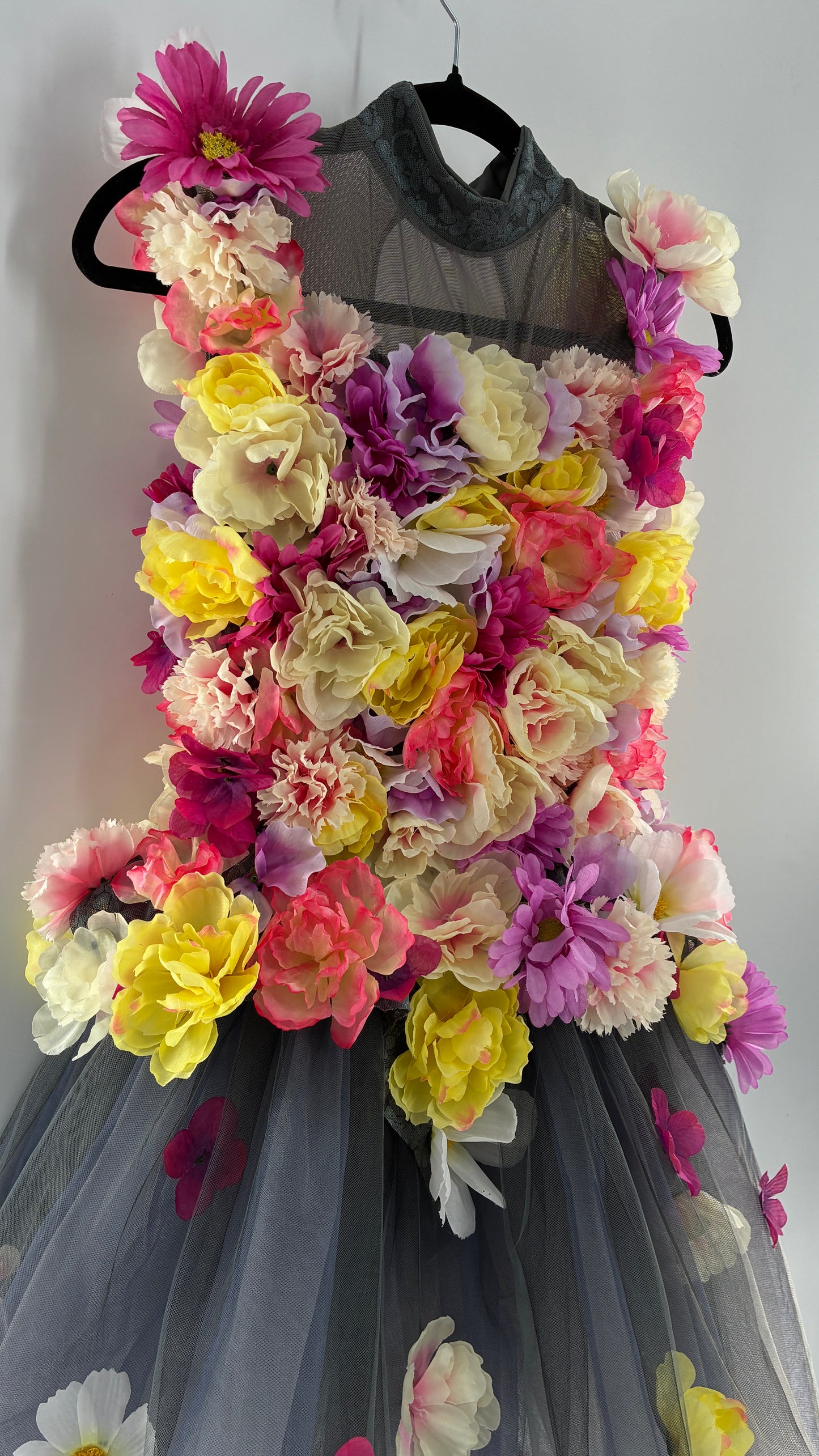 Floral Appliqué Abstract Display Mini Dress (S/M)