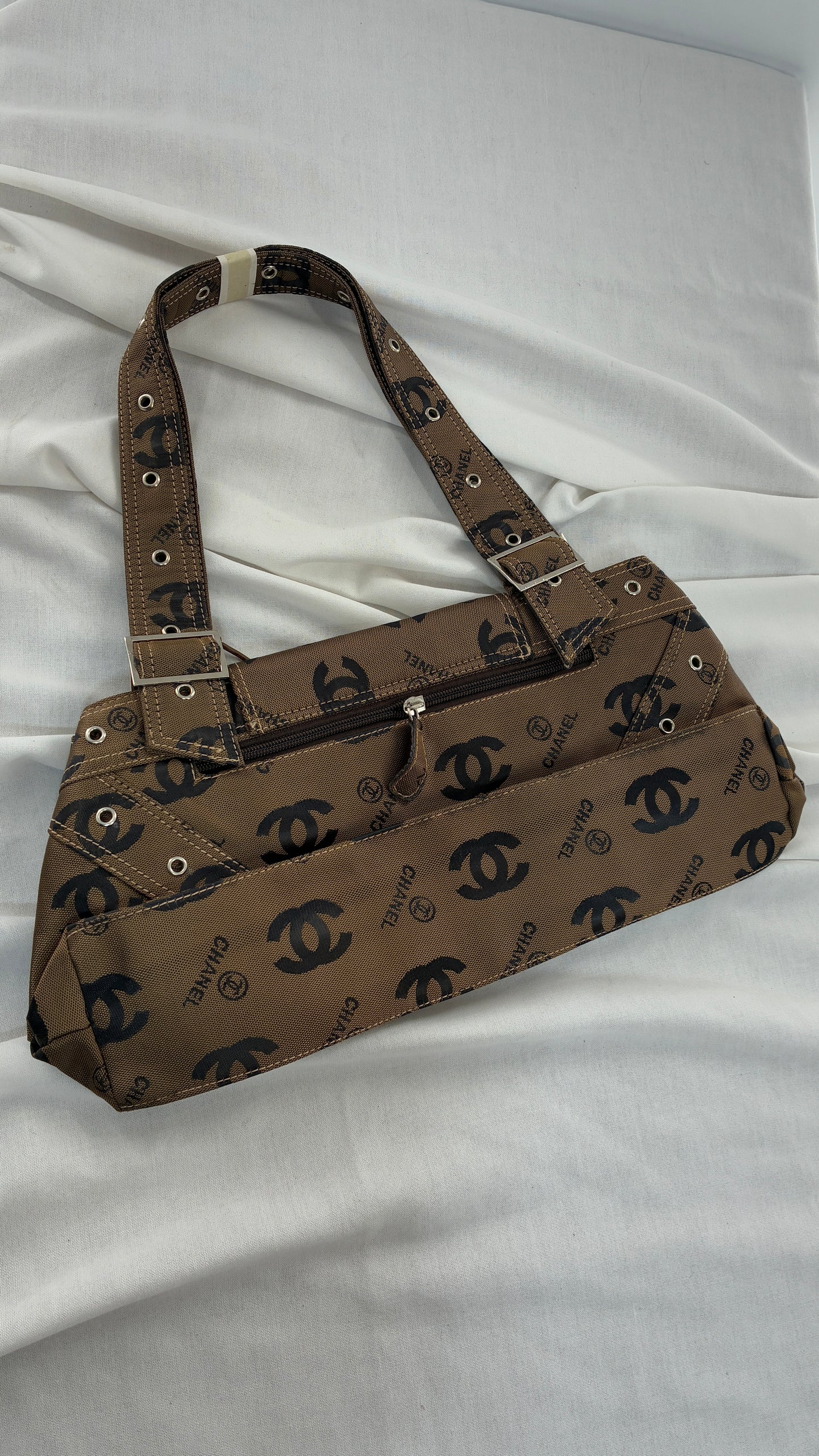 Vintage Kitschy Unauthenticated CHANEL All Over Monogram Buckle Bag