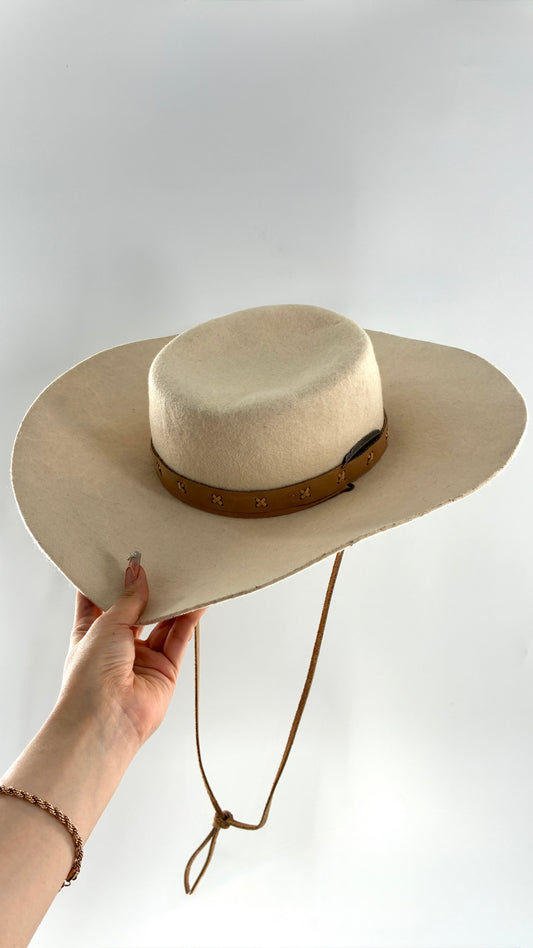 Vintage BRIXTON Off White Wide Brim Hat