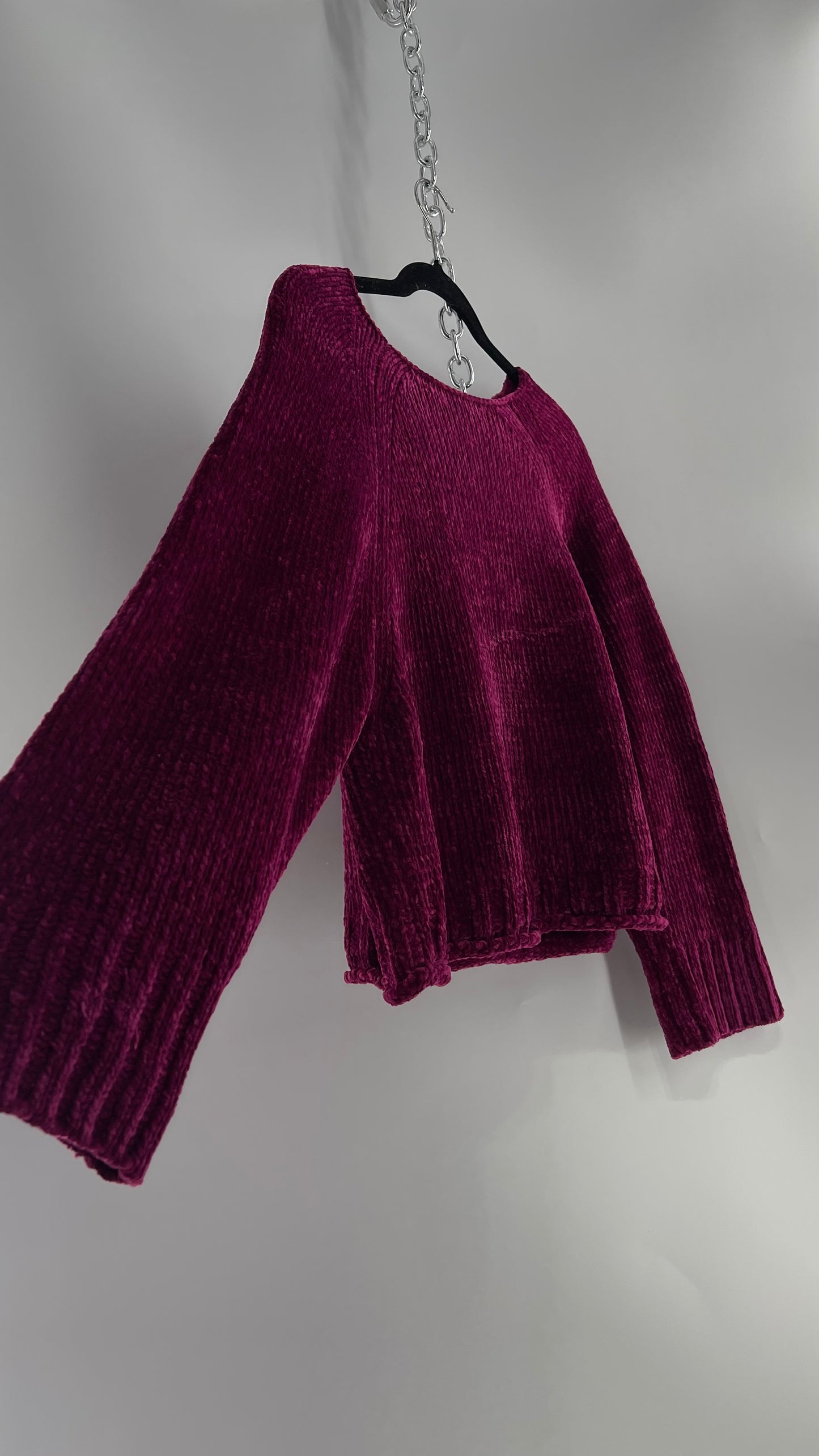 Anthropologie MOTH Fuchsia Purple Chenille Sweater (XS)