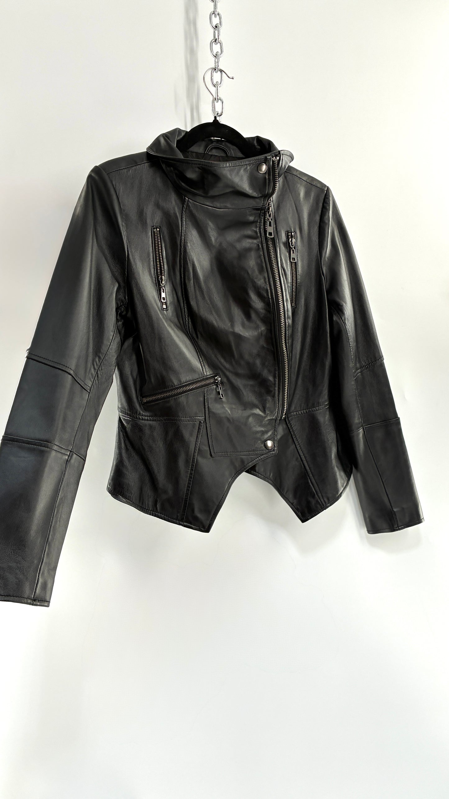 Deadstock Vintage GET IT LOVE IT Black Genuine Leather Motorcycle Style Jacket (10)