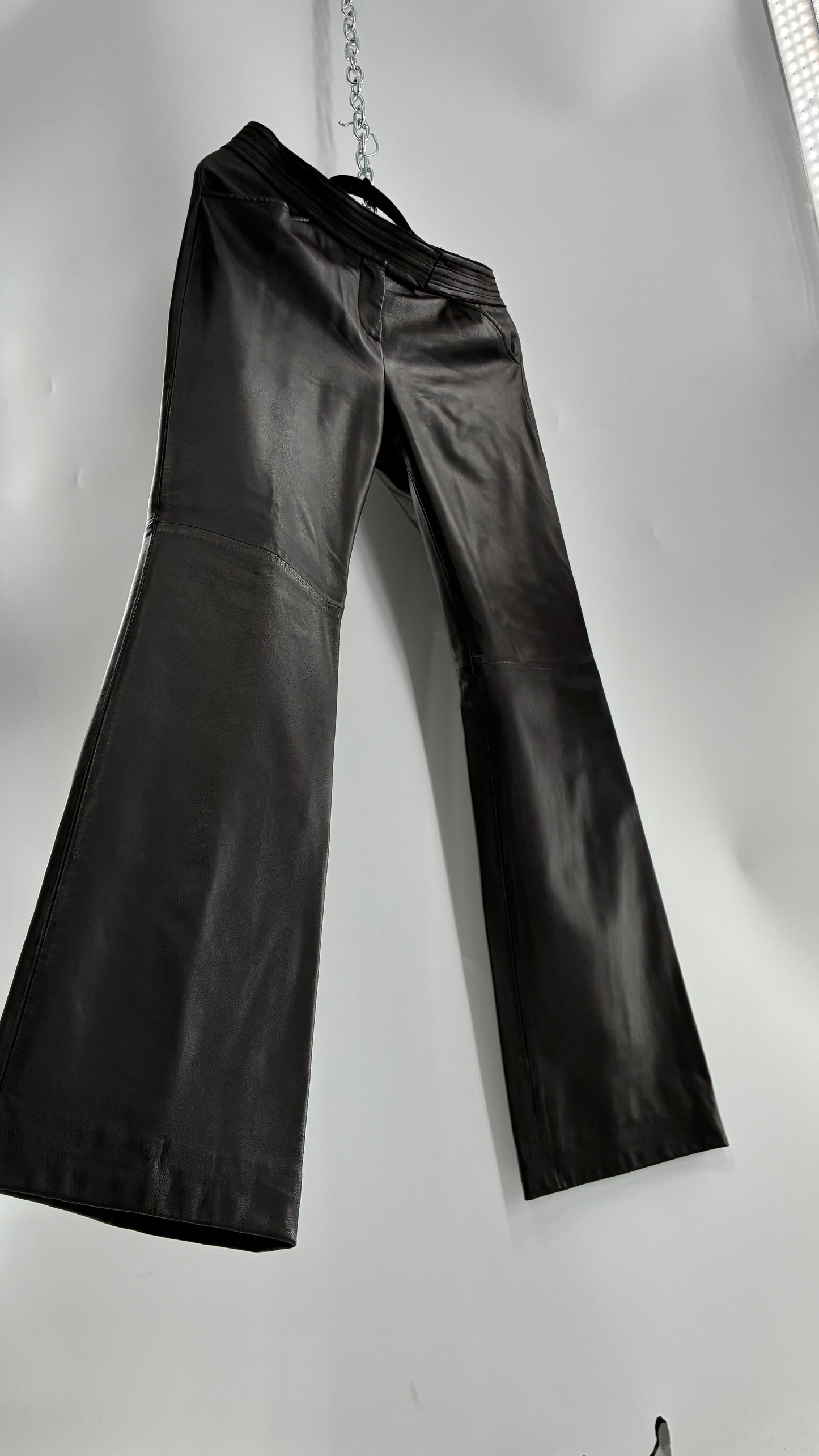 Vintage ETCETERA Deep Brown Low Waisted Embroidered, Side Closure Pants with Bootcut Hem (4)
