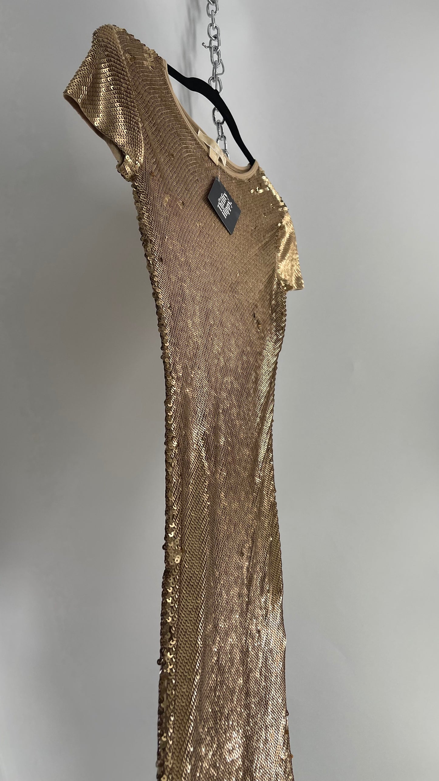 Michael Kors Sequin Party Gold Midi Dress (XXS)