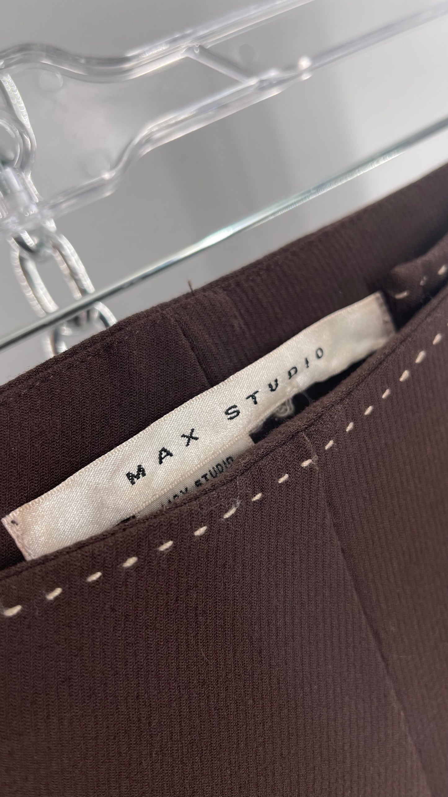 VINTAGE Max Studio Chocolate Low Rise Kick Flare Trouser with Back Buckle and Cross Over Side Details (0)