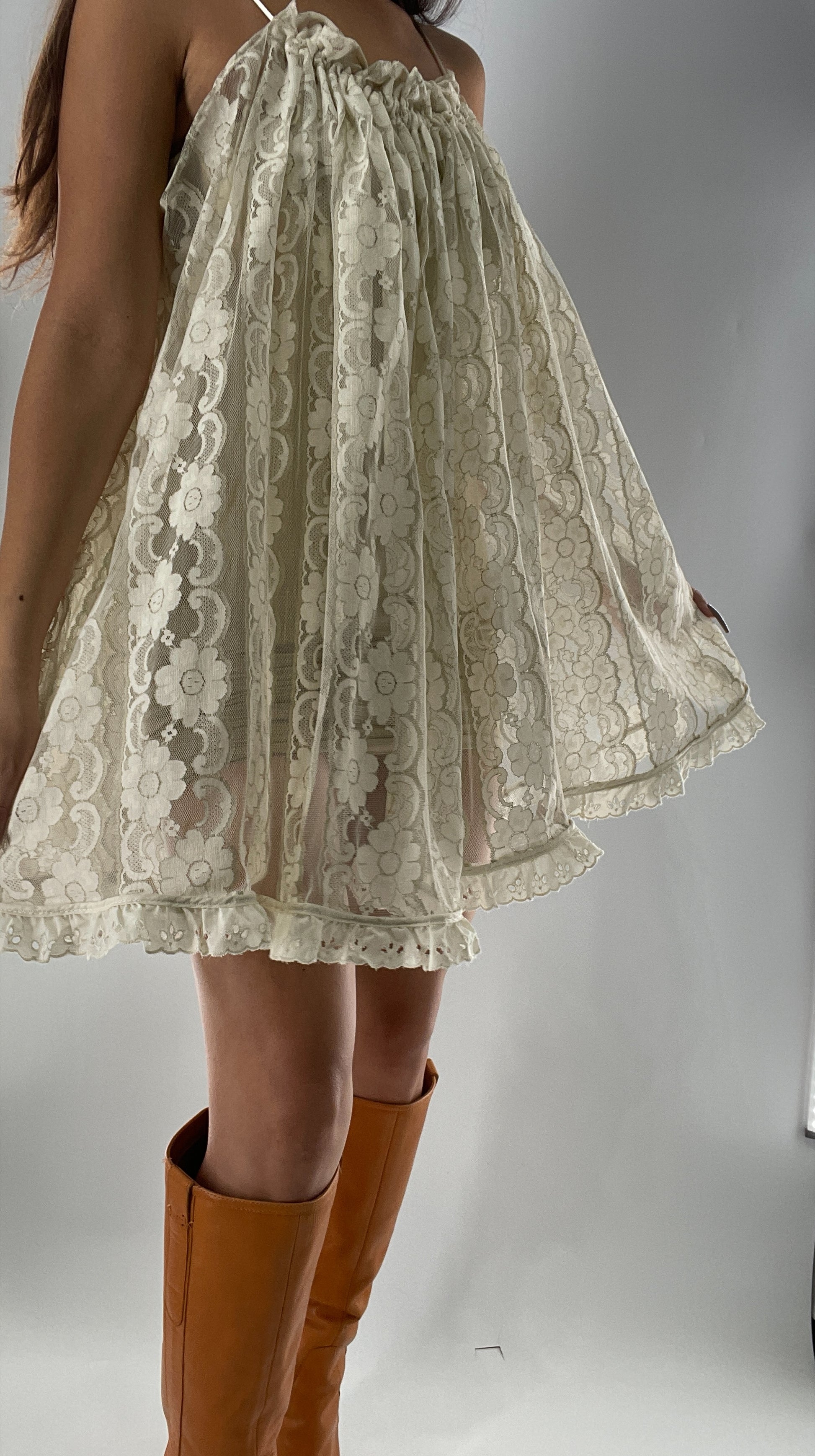 Vintage Lace Babydoll Mini Dress (One Size) The Thrifty Hippy Vintage Lace Babydoll Mini Dress (One Size) The Thrifty Hippy