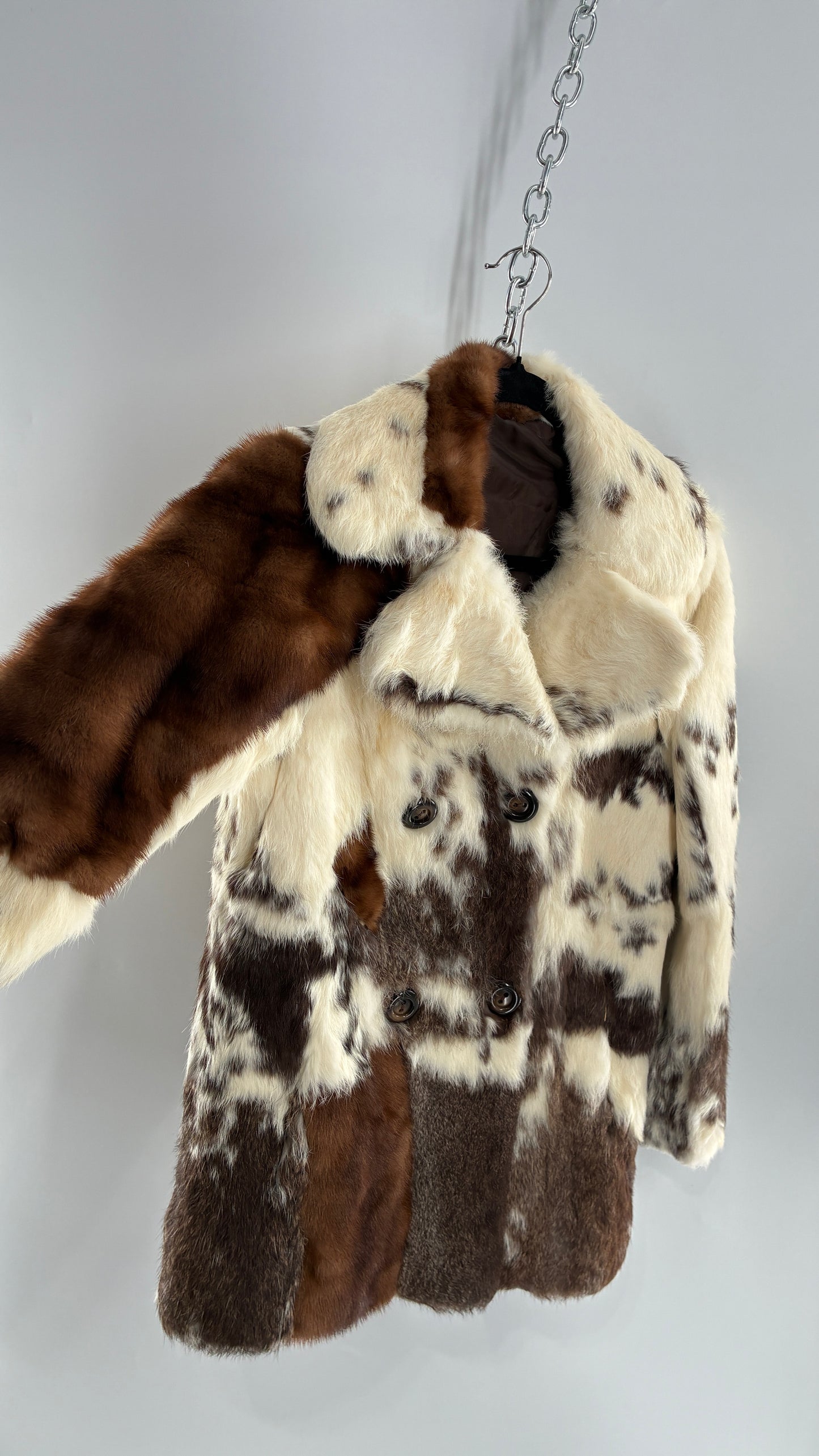Vintage No Tags Handmade Patchwork Genuine Fur Coat (Medium)