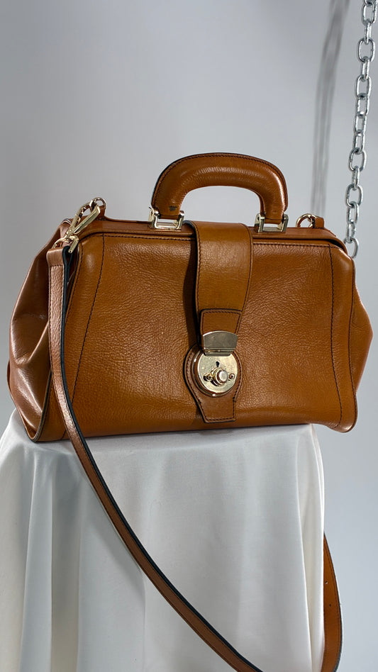Vintage DIVINA FIRENZE Orange Genuine Leather Briefcase Style Purse