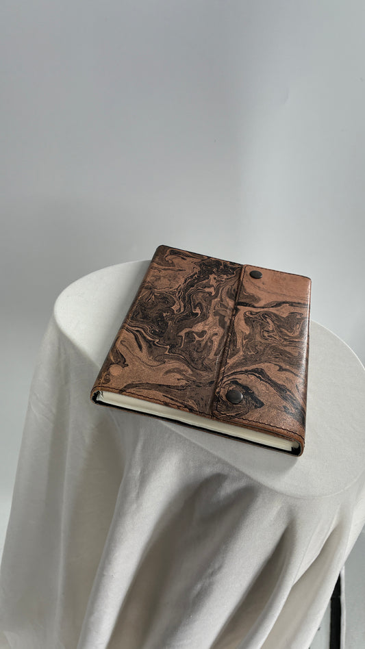 Urban Outfitters Marbled Pink/Grey Leather Bound Notebook