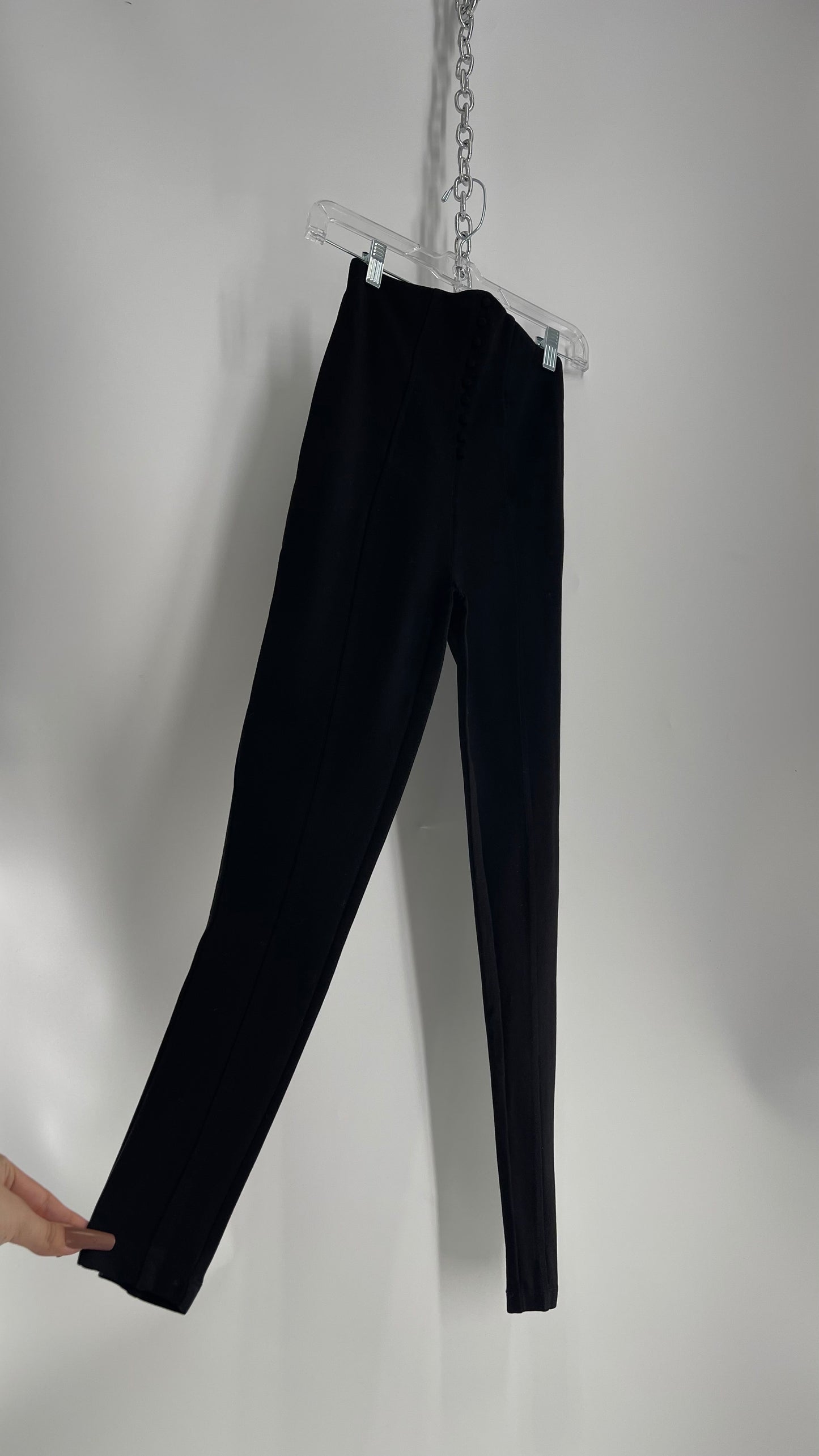 Urban Outfitters Silence + Noise Black High Waisted Pleated Pants with Built In Buttoned/Corset Detailing  (XS)