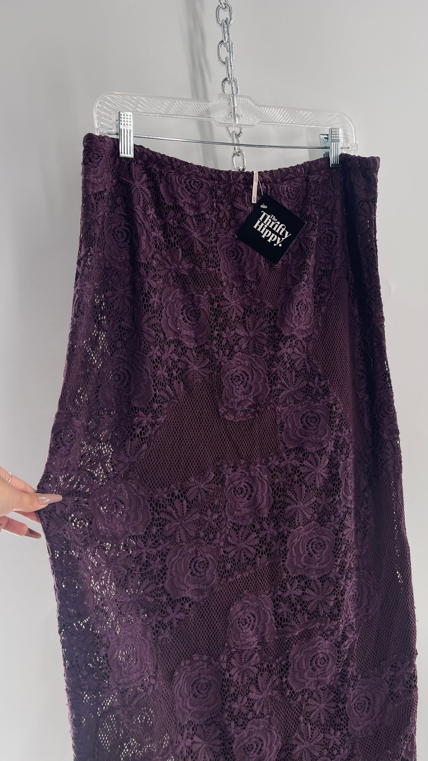 Free People Plum/Purple Lace Mesh Skirt with Tags Attached (Medium)