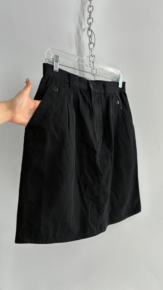 Vintage Black Pocketed and Pleated Mini Skirt (8)