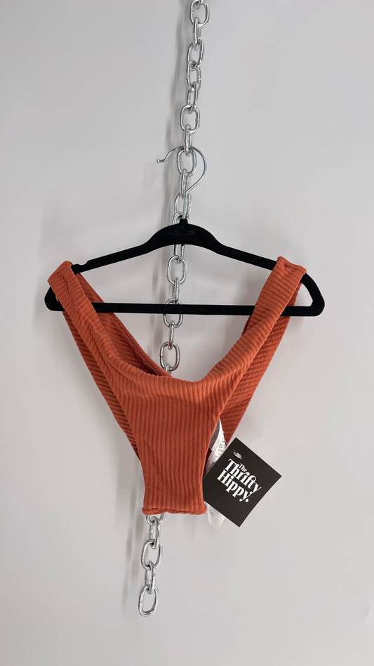 Billabong Cheeky Terracotta Orange Ribbed Swim Bottoms NWOT (Medium)
