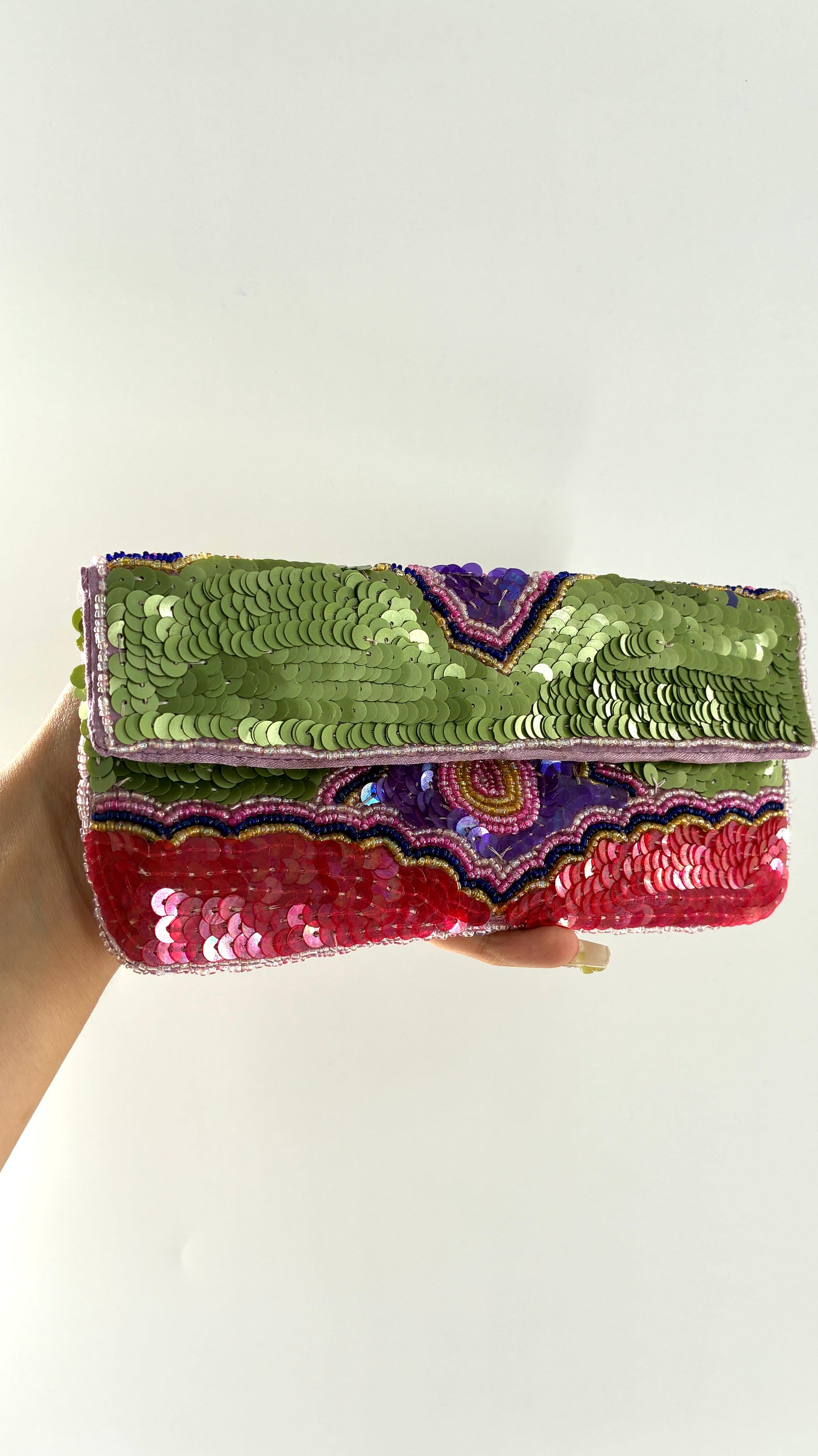 Vintage K.C MALHAN Sequin Beaded Clutch Wallet