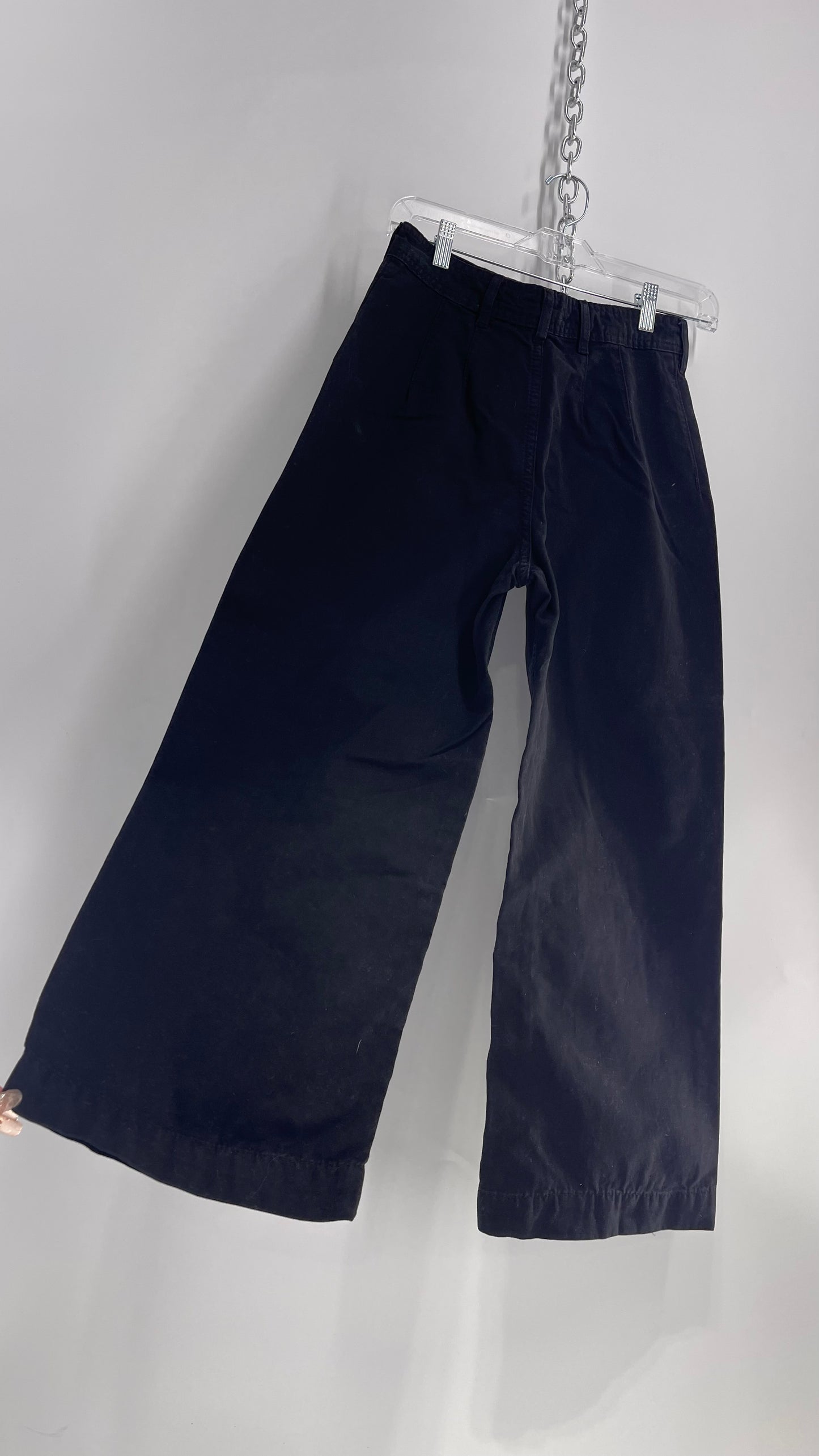 Free People Black High Waisted Chino Style Baggy Crop (27)