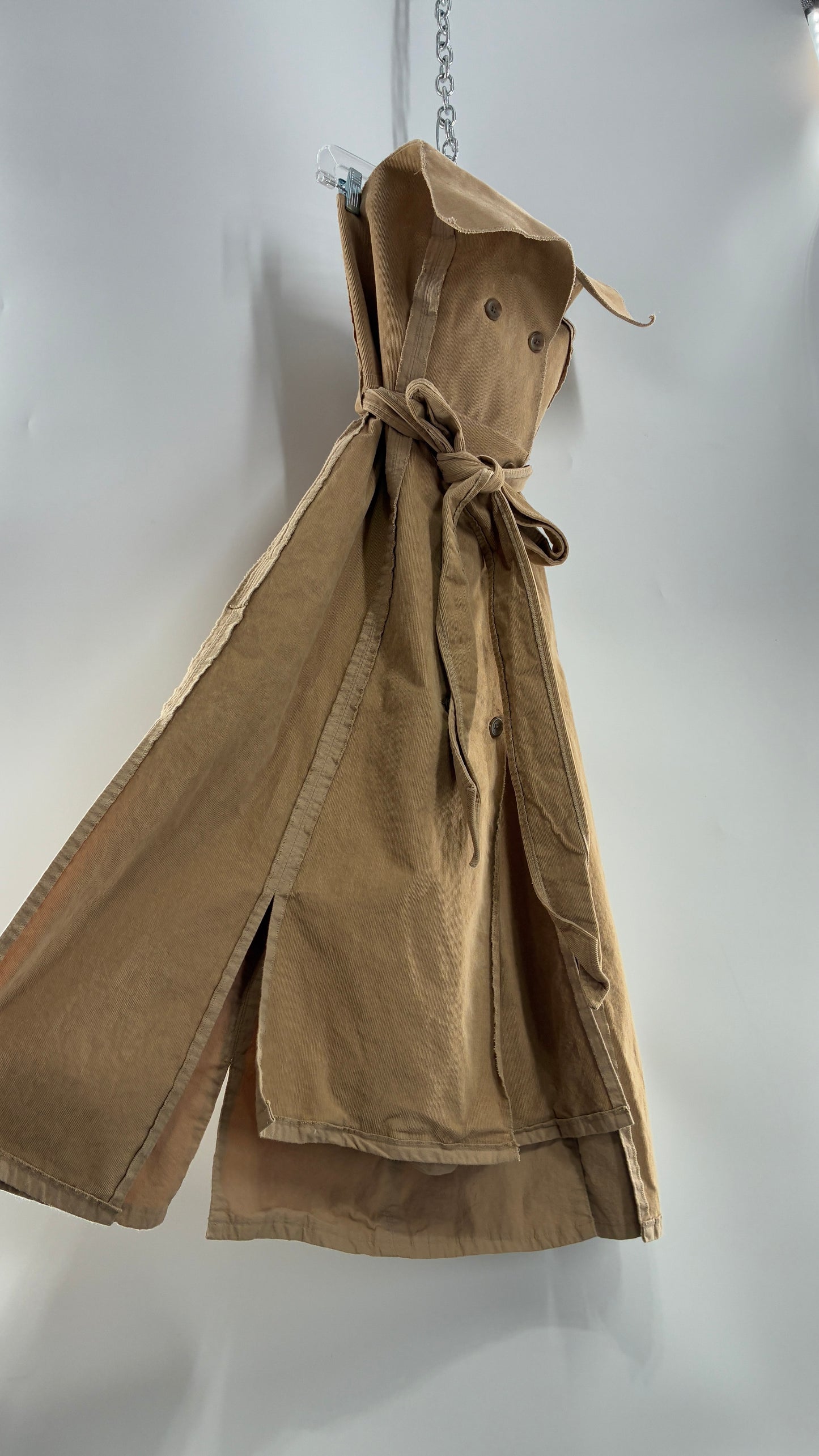 Vintage Corduroy Trench Coat Style Dress (Medium)