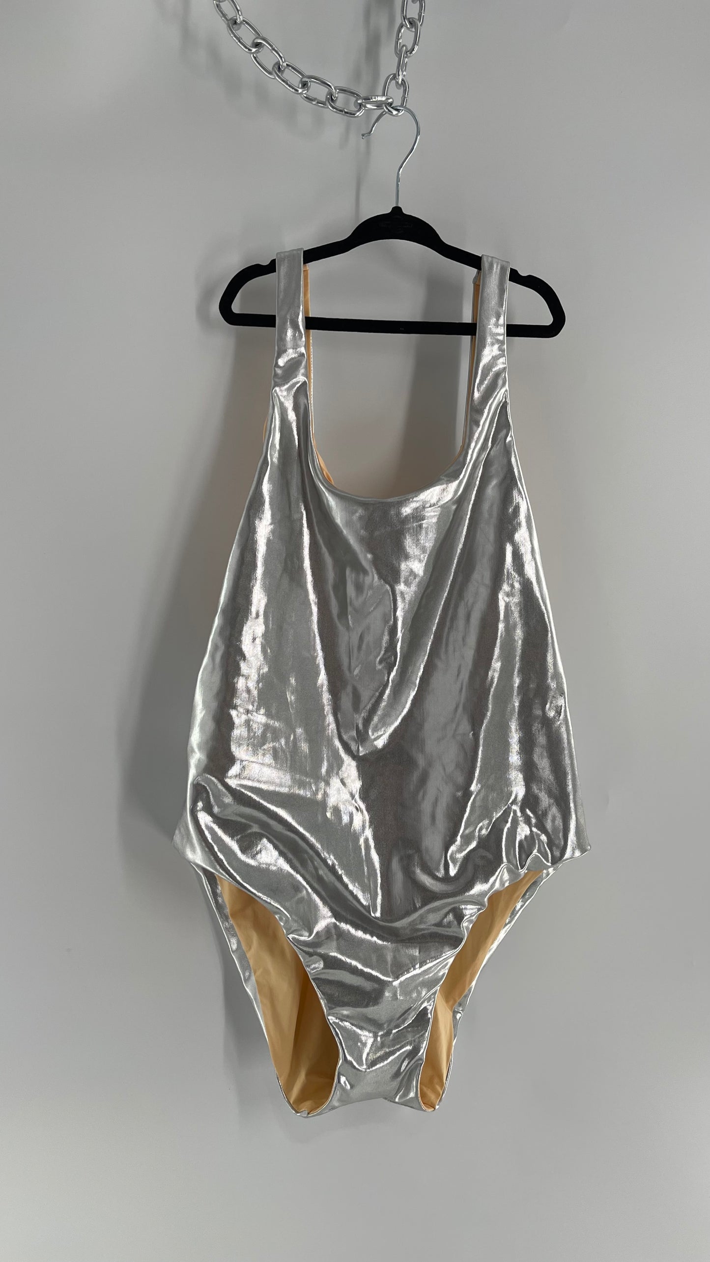 Dolce Vita Reversible Silver Metallic/Nude Swimsuit (Medium)