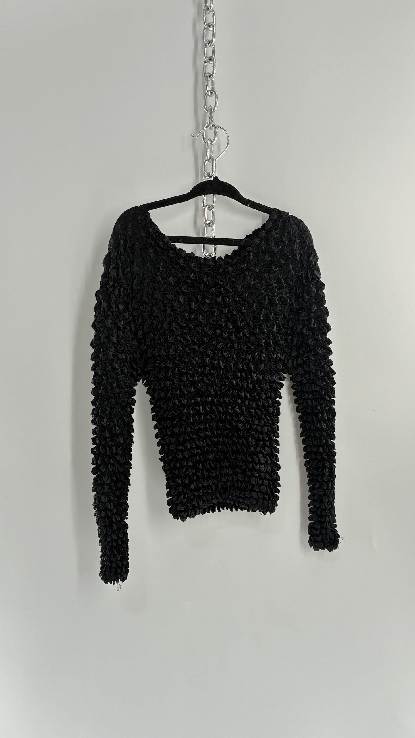 Vintage 1990s Black Popcorn Long Sleeve (One Size)