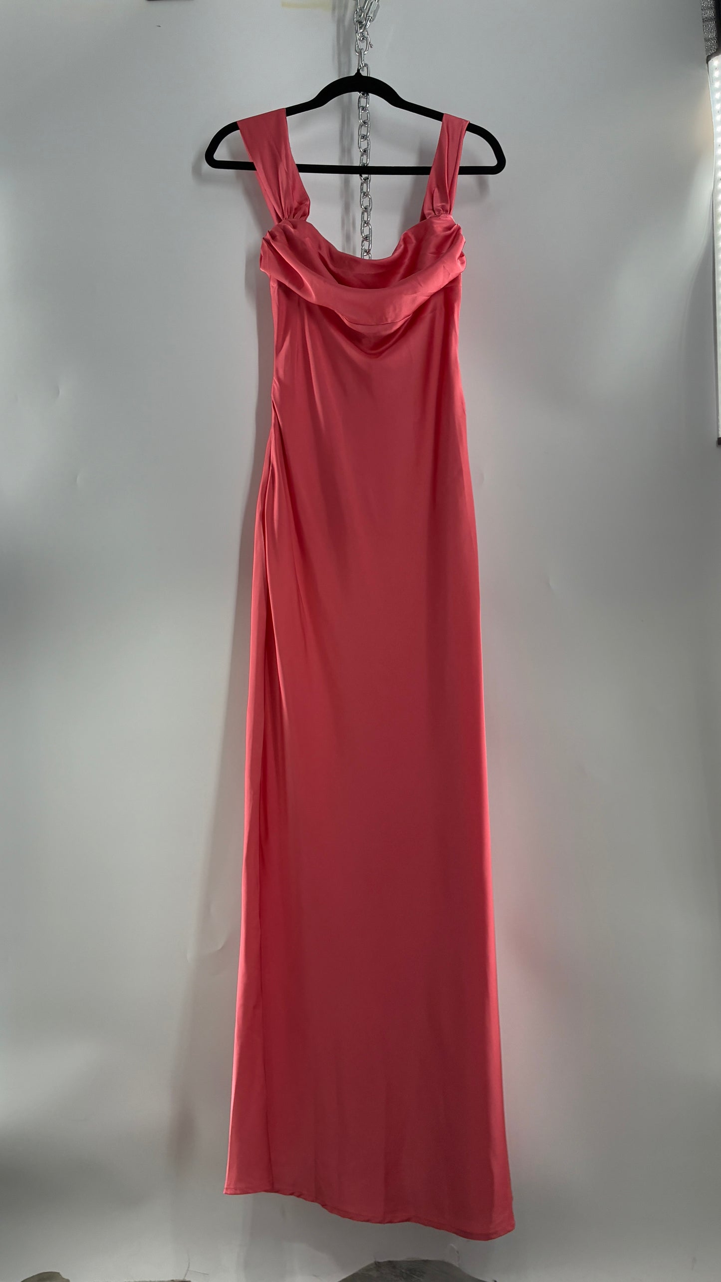 BEGINNINGS Coral Pink Gown with Draped Bust and Tags Attached  (6)