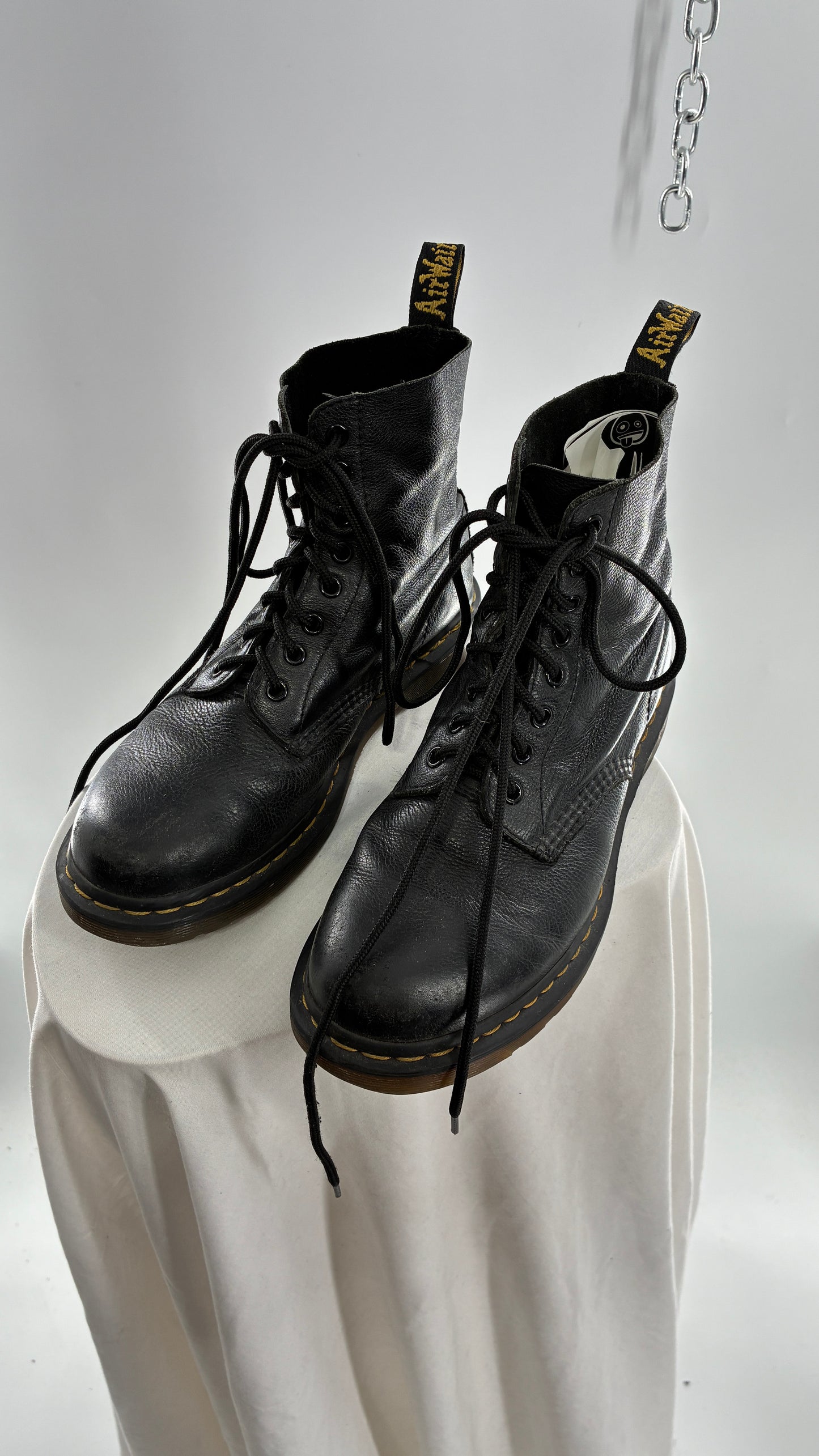Vintage Dr. Martens 1460 Pascal Virginia Soft Leather Black Boots (8L)