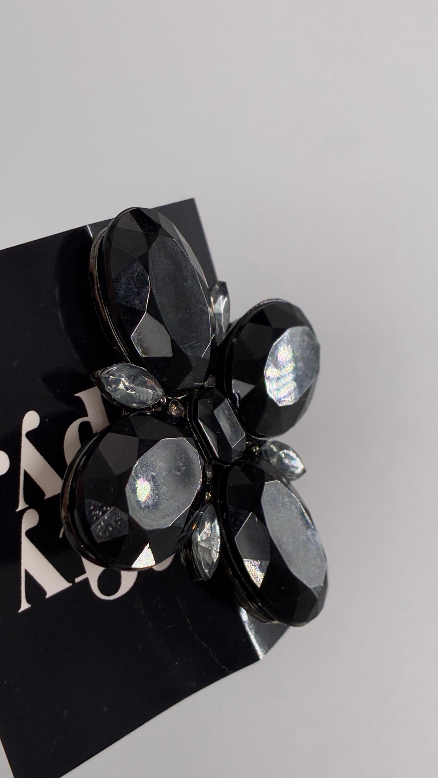 Vintage Black Oversized Jewels Pin Brooch