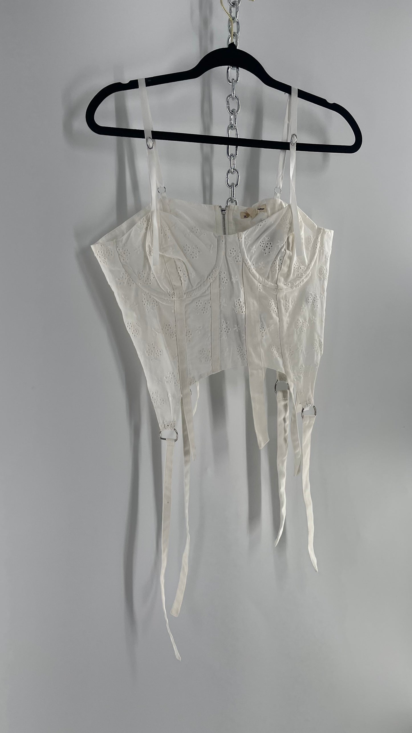 For Love and Lemons White Eyelet Lace Corset with Tags Attached (Large)