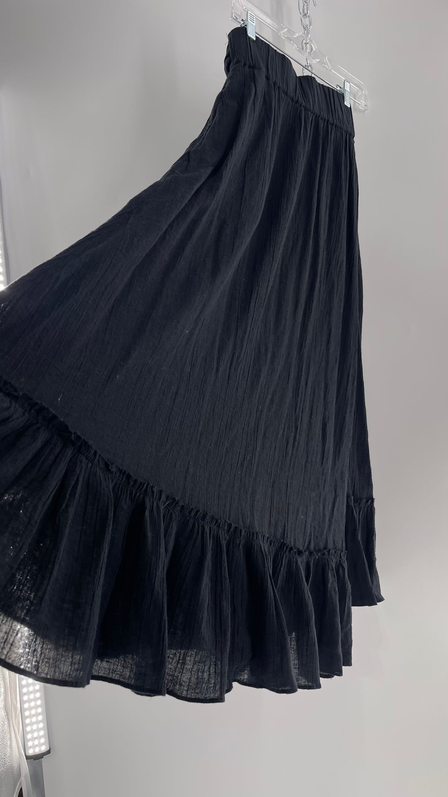 Free People Black Floor Length Skirt (Medium)